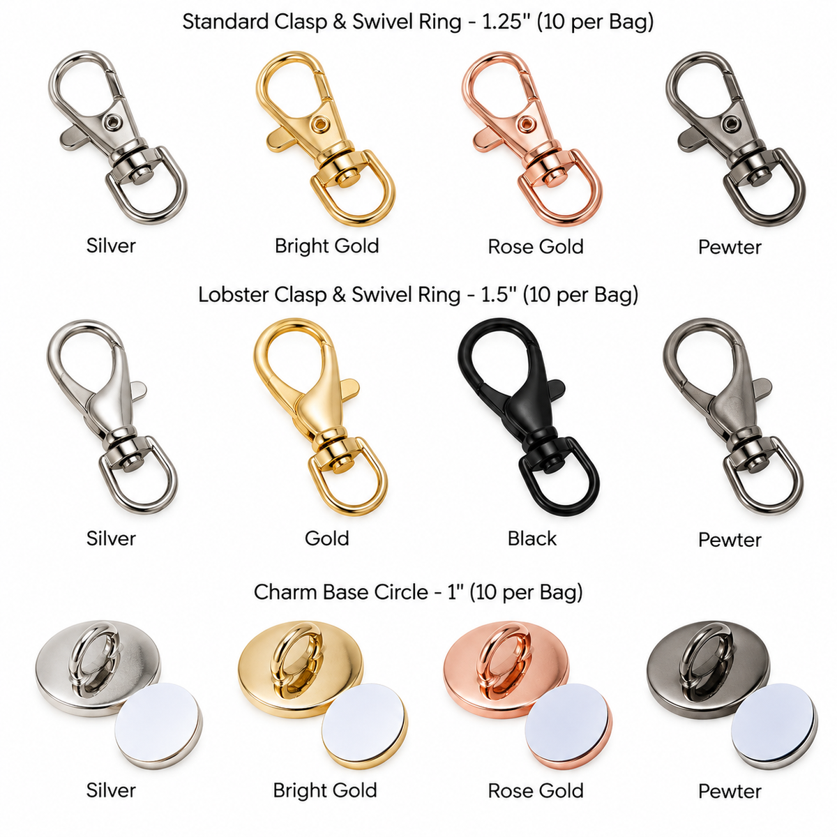 Swivel Rings & Charm Bases 50000/LOT