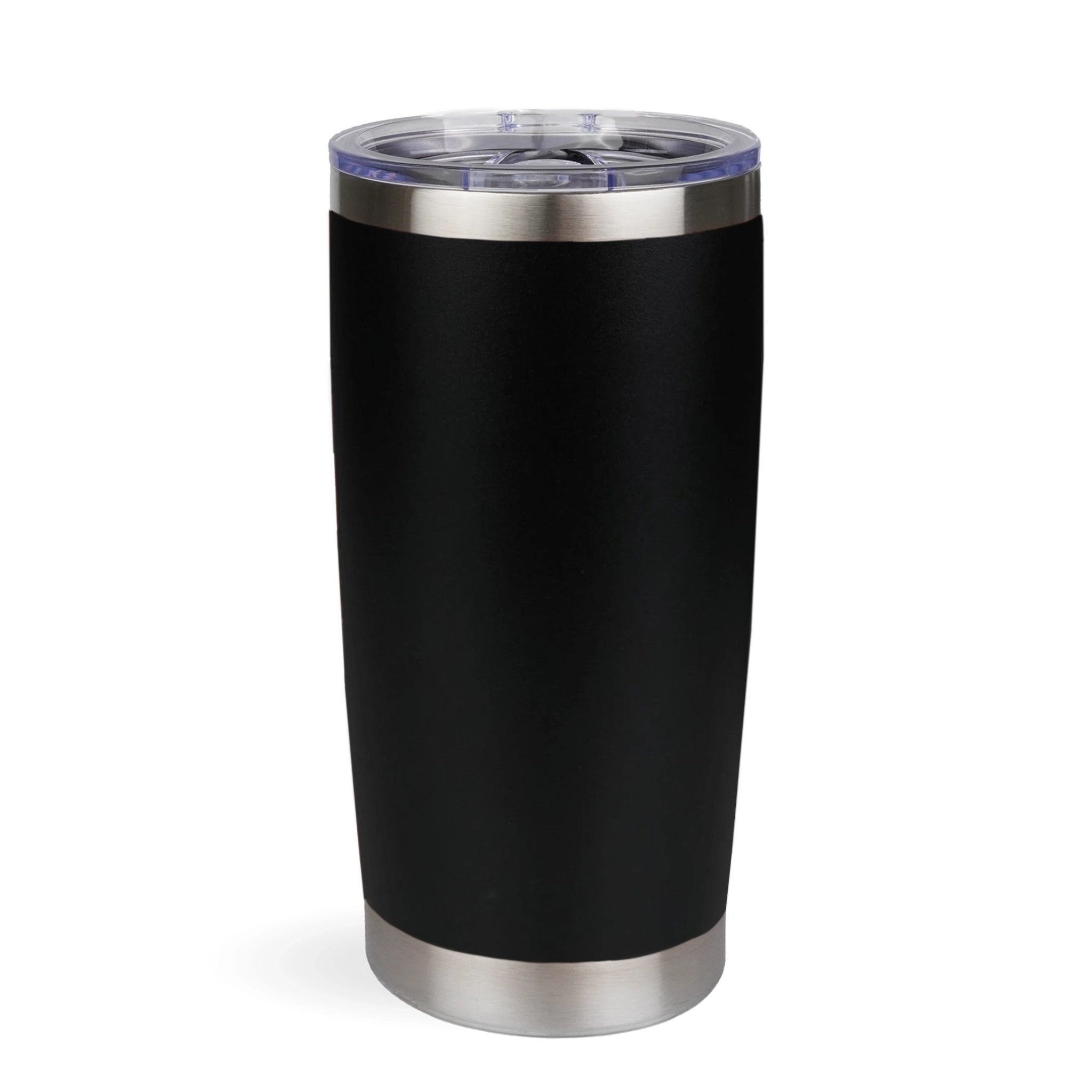 Black stainless steel tumbler with clear lid, Master Maker Crafts wholesale craft supplies Ohio DIY Craft Warehouse