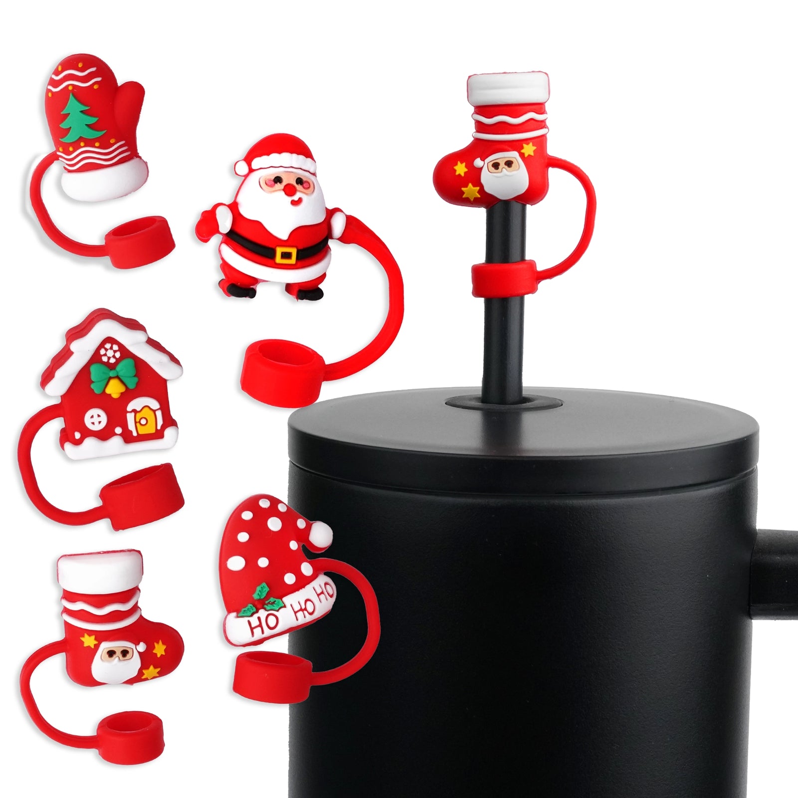 Master Maker Crafts -  Silicone Straw Topper - Assorted Christmas Time (5 Toppers) | Master Maker Crafts - Wholesale Craft Supplies - Fast Shipping from Ohio