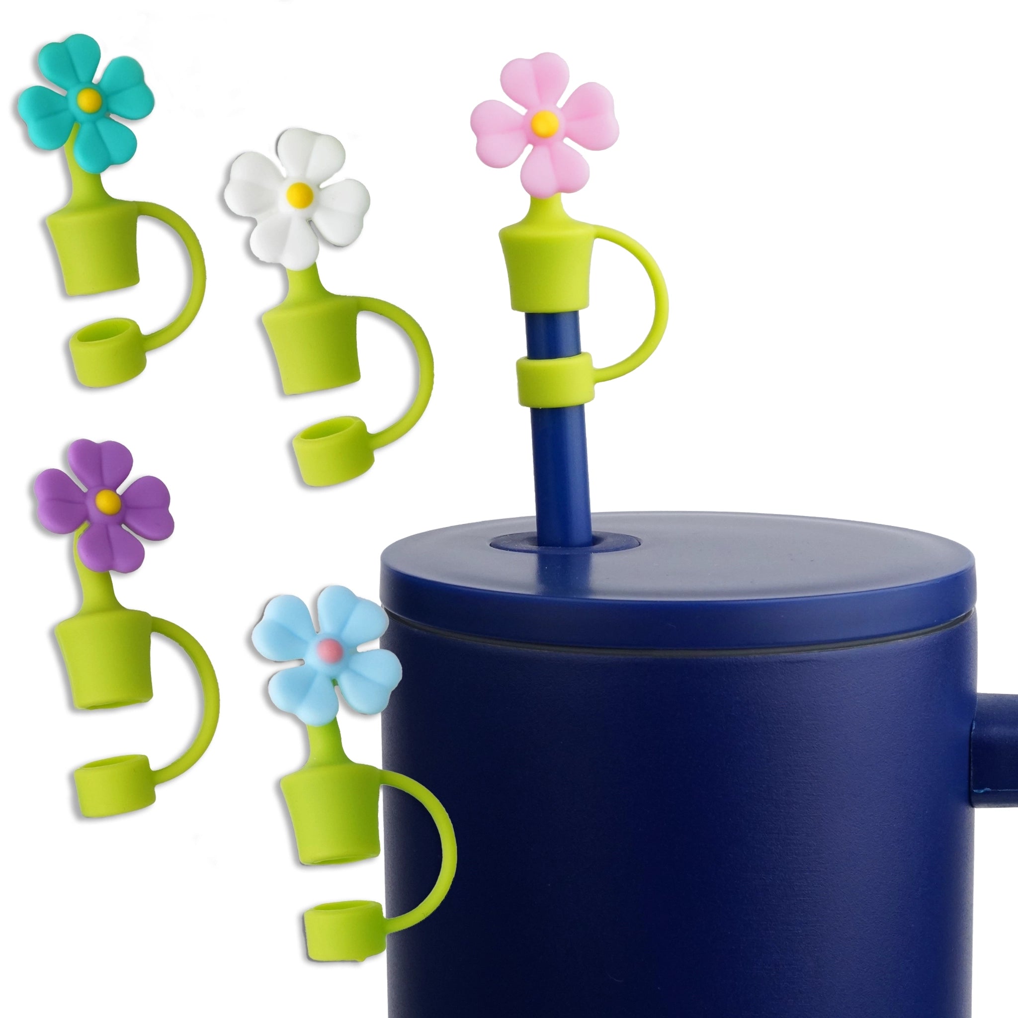 Master Maker Crafts -  Silicone Straw Topper - Assorted Potted Flowers (5 Toppers) | Master Maker Crafts - Wholesale Craft Supplies - Fast Shipping from Ohio DIY Craft Warehouse