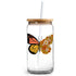 Butterfly and orange floral glass cup with bamboo lid and straw, Master Maker Crafts Ohio DIY Craft Warehouse