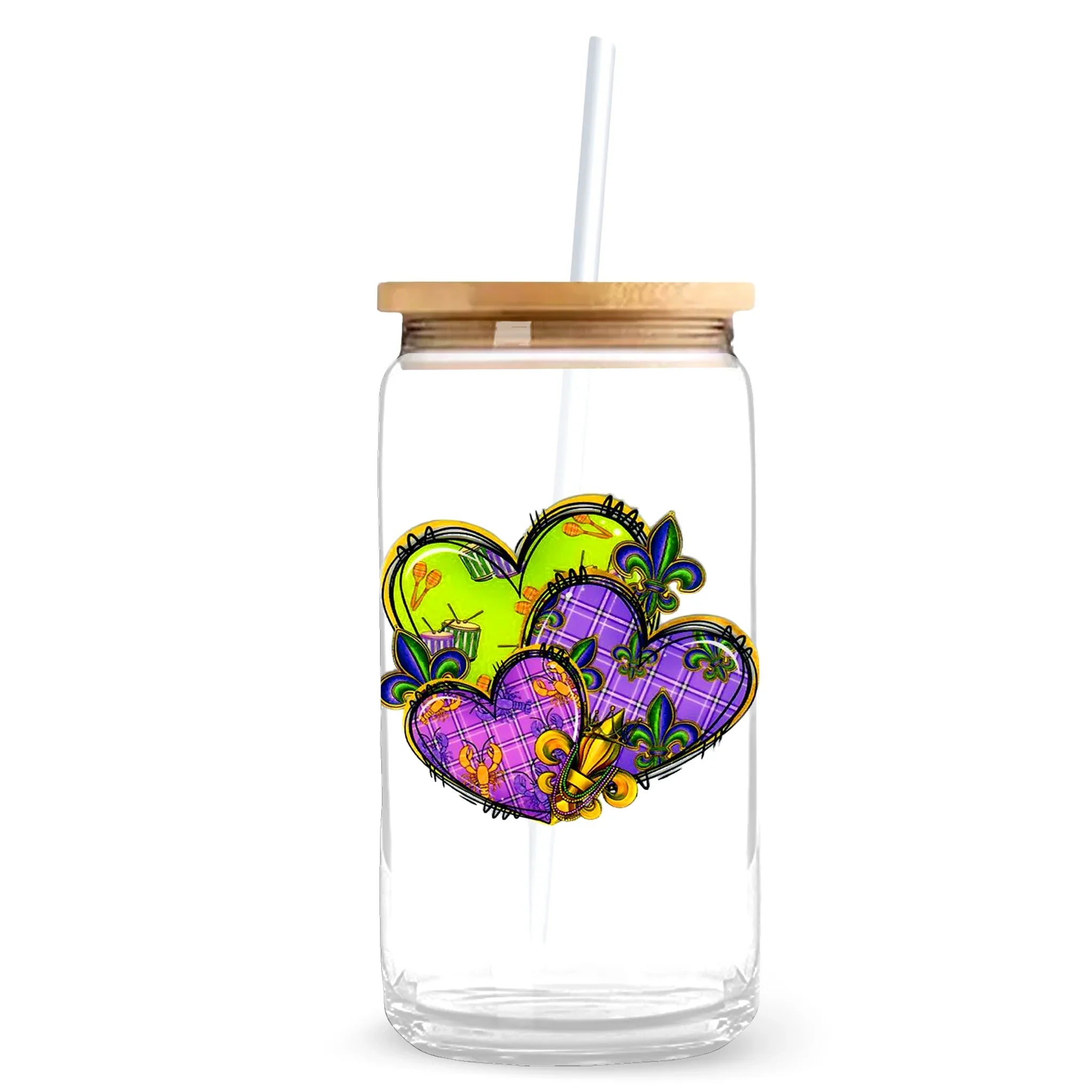 Master Maker Crafts -  UV DTF Decal - Festive Fleur Hearts 2 Decals 3.5" (Cup NOT Included)