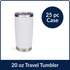 20 oz Travel Tumbler - Snow White (25 Piece CASE)
