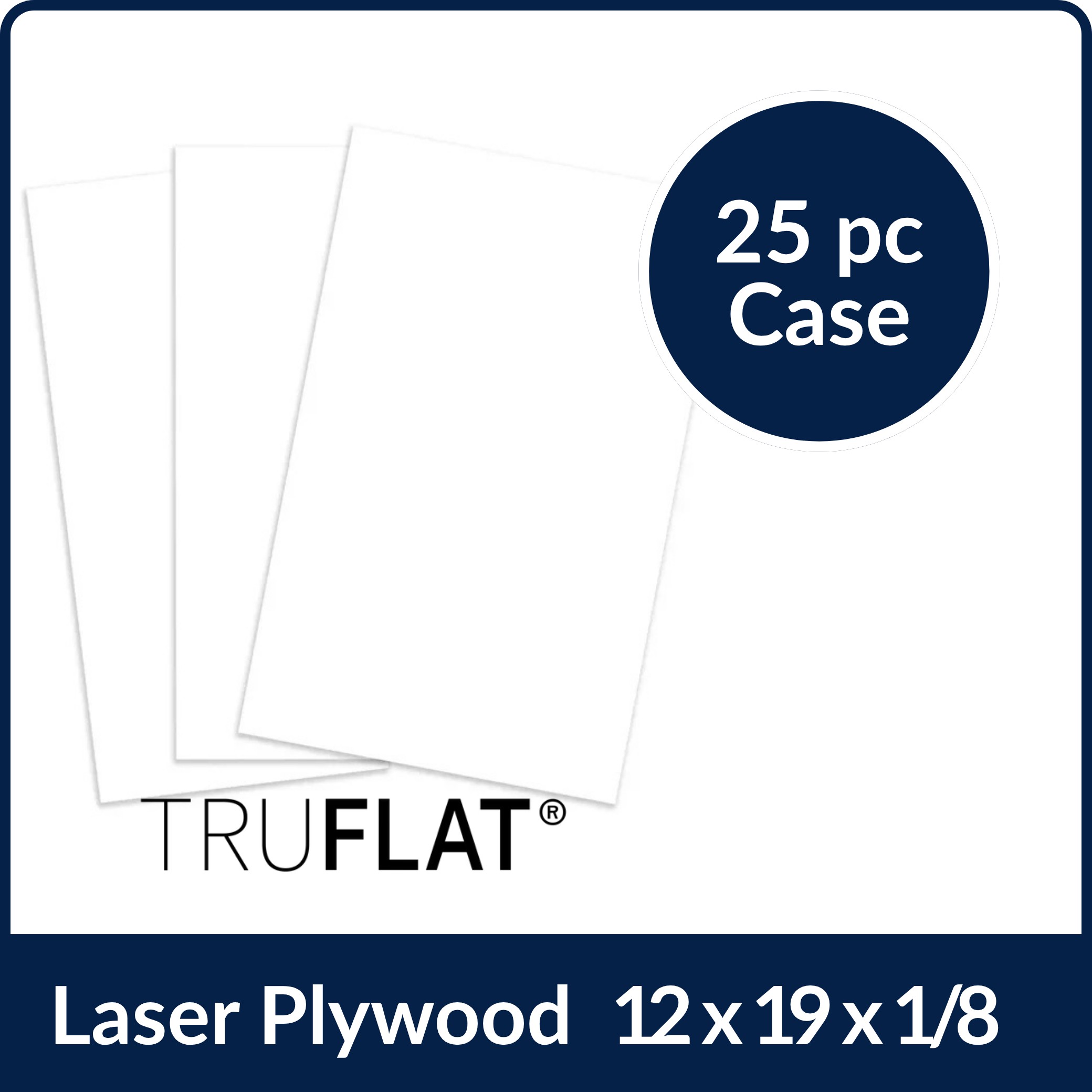 TruFlat White 2.0 Plywood - 12"x 19" x 1/8" (25 Piece Case)