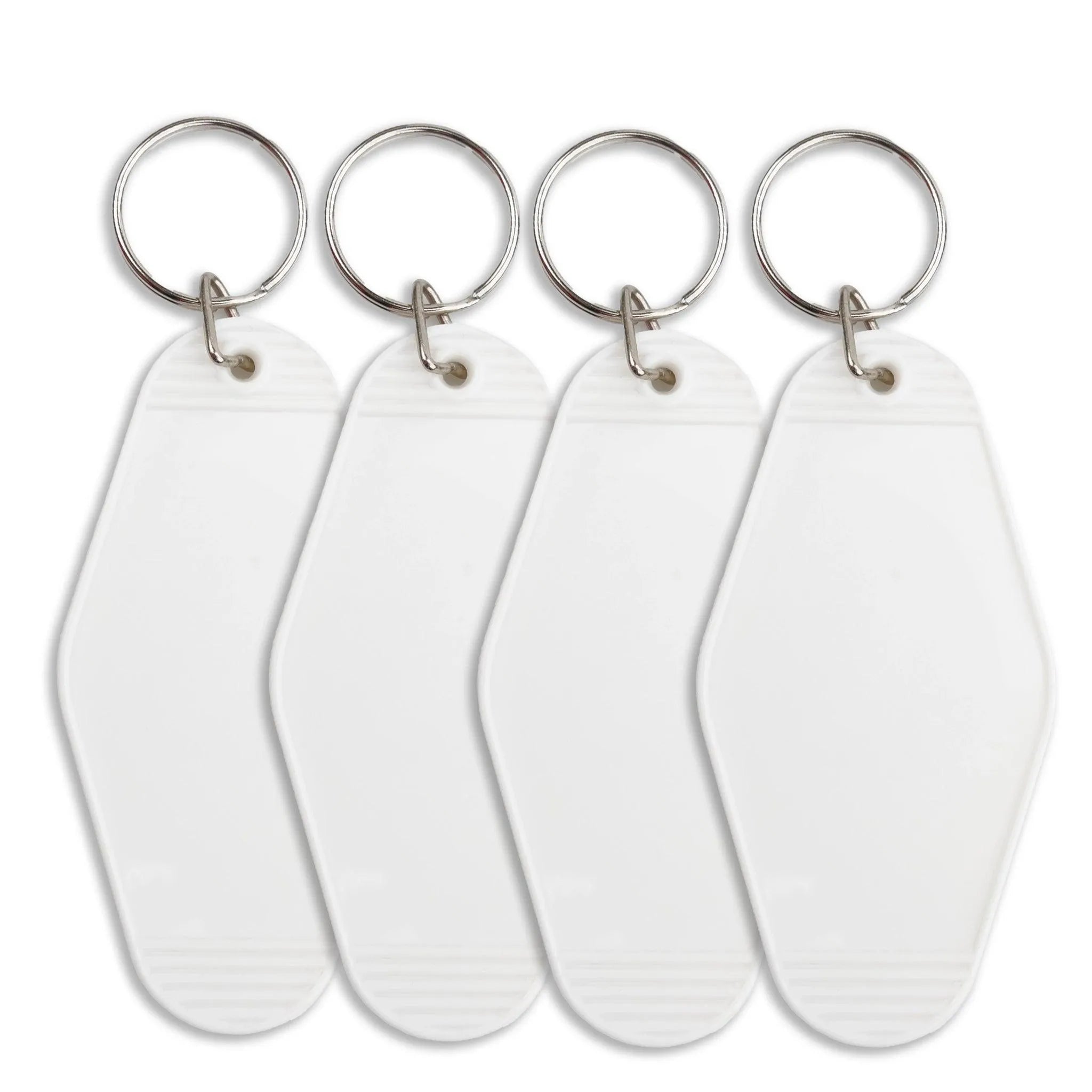 Retro Motel Keychain with Silver Ring - White - DIY Craft Warehouse DIY Craft Warehouse