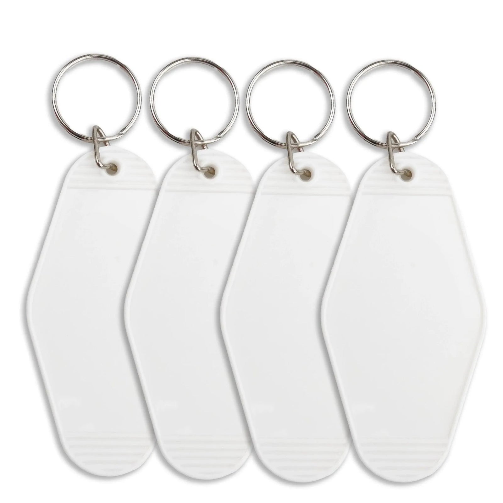 Retro Motel Keychain with Silver Ring - White - DIY Craft Warehouse