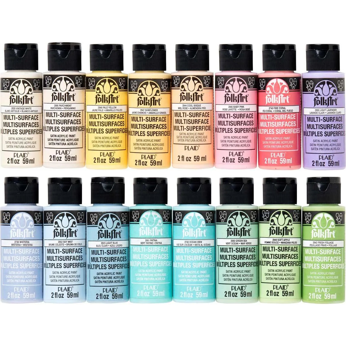 FolkArt Multi-Surface Acrylic Paint - Pastel Set - DIY Craft Warehouse DIY Craft Warehouse