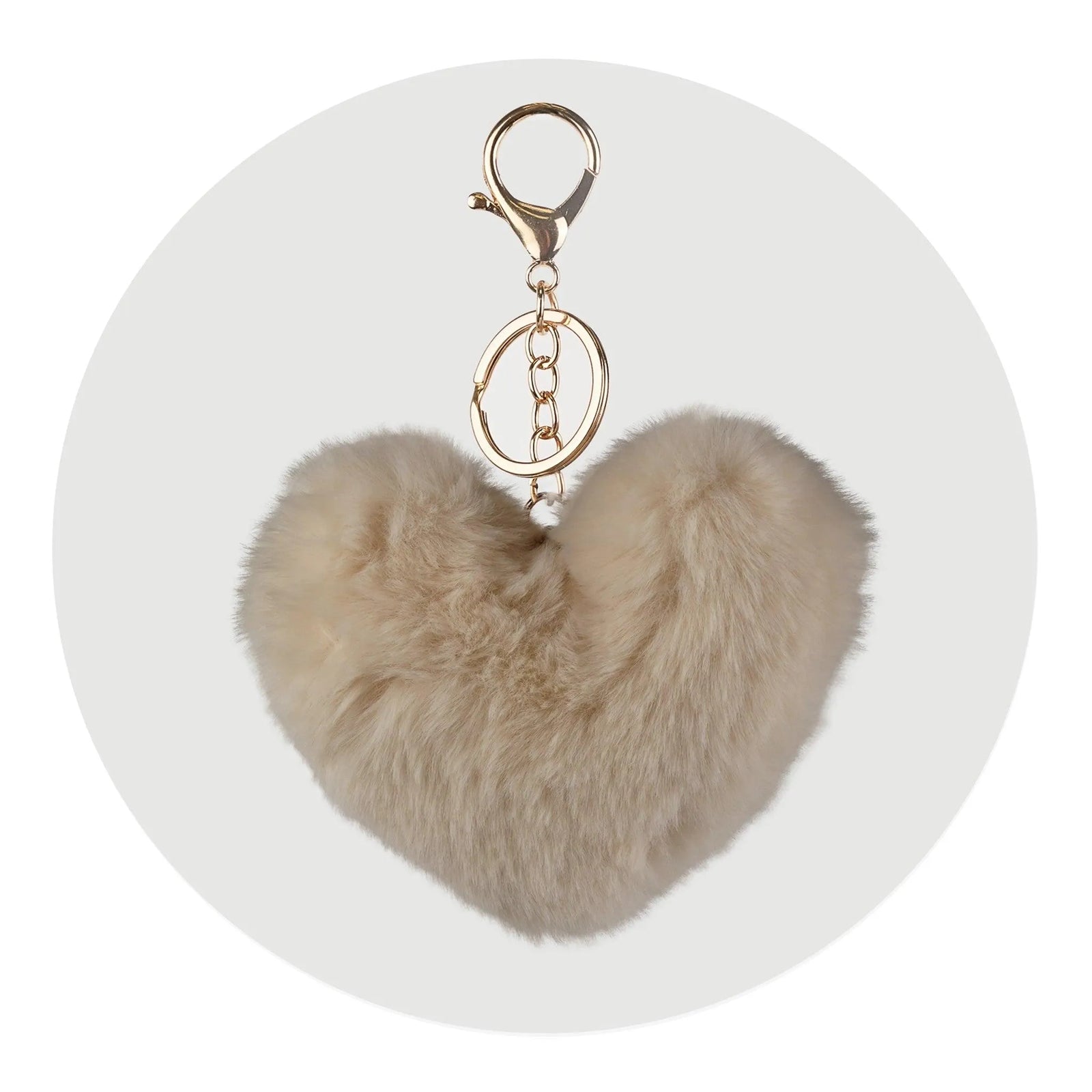 Pom Pom Heart Key Chain - Apricot - DIY Craft Warehouse