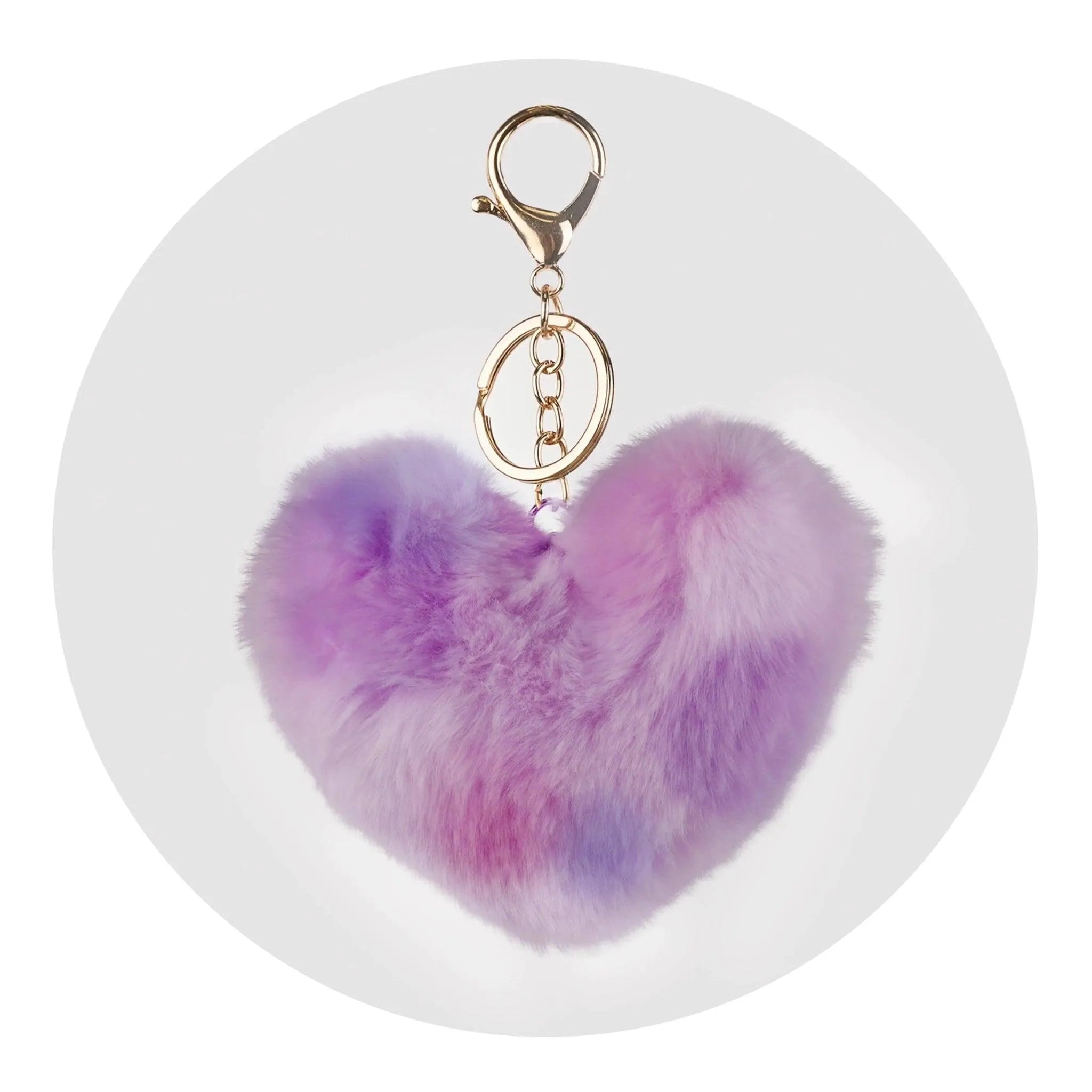 Pom Pom Heart Key Chain - Purple & Blue Tie Dye - DIY Craft Warehouse DIY Craft Warehouse