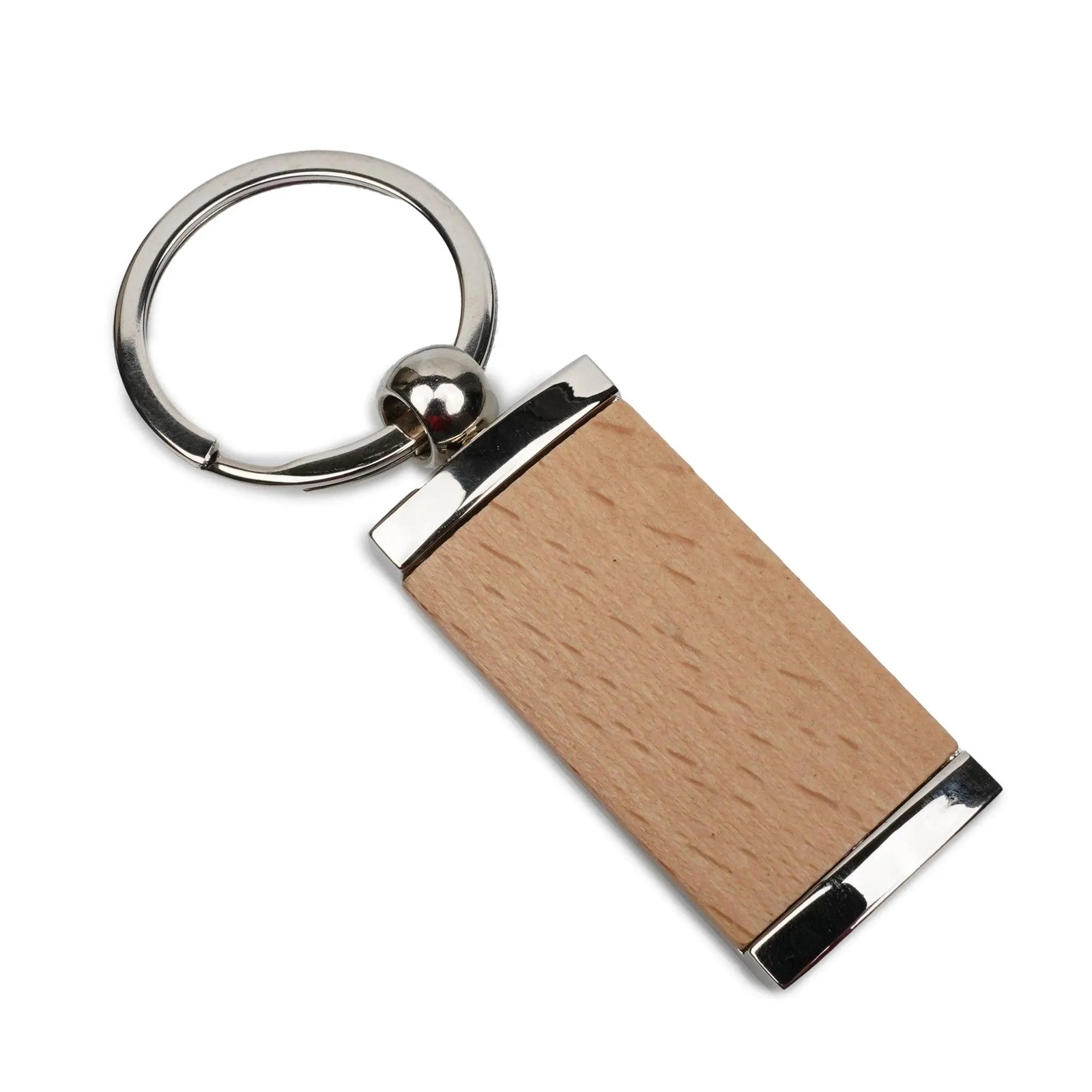 Wood & Metal Rectangle Keychain with Key Ring (5 Pack) - DIY Craft Warehouse