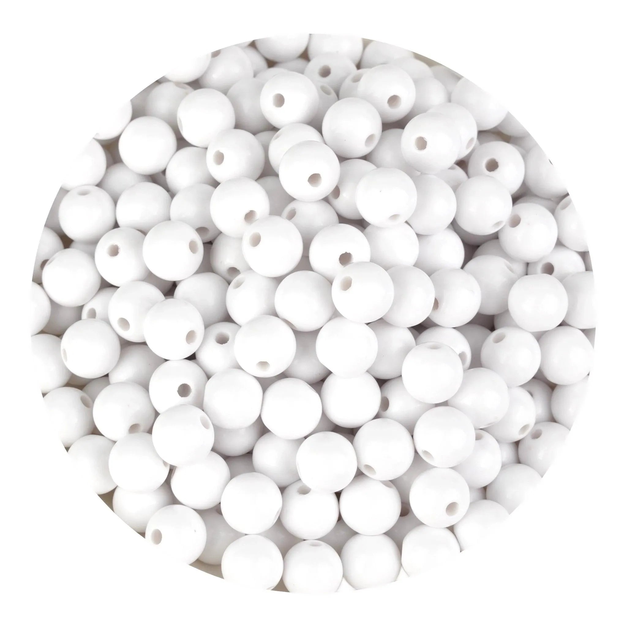 Acrylic Round String Beads - White - DIY Craft Warehouse DIY Craft Warehouse