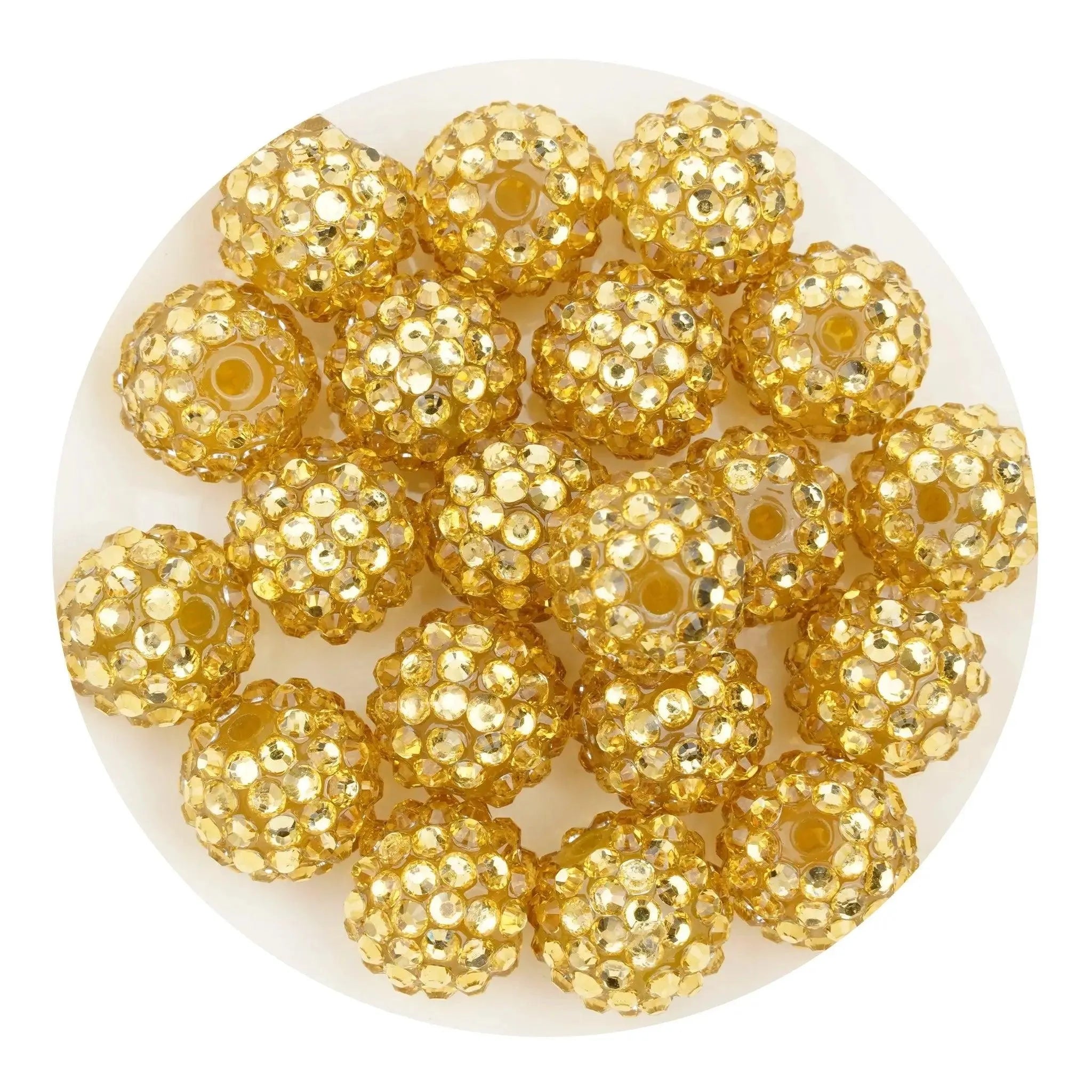 Acrylic Round String Bubblegum Bling Beads - Gold - DIY Craft Warehouse DIY Craft Warehouse