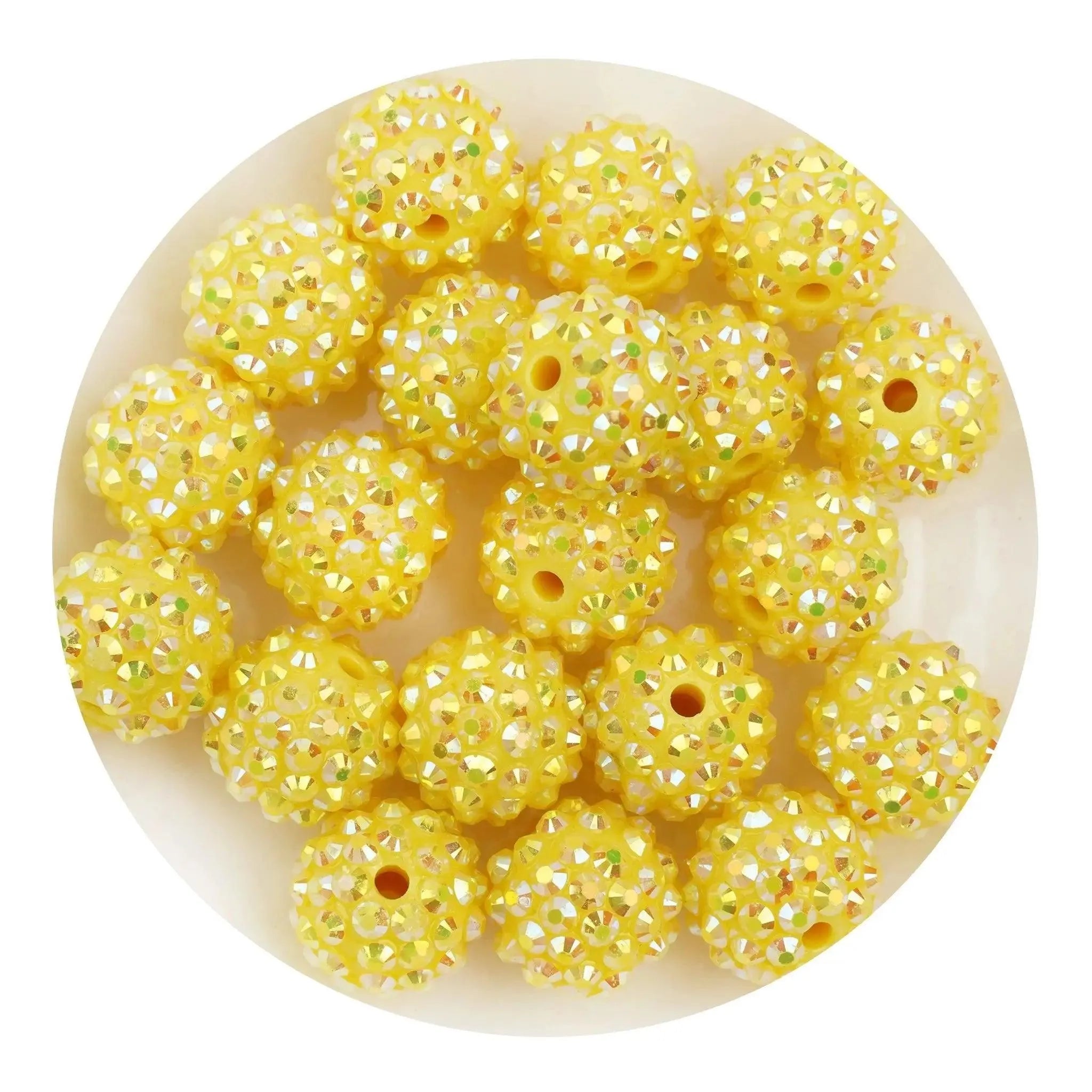 Acrylic Round String Bubblegum Bling Beads - Yellow - DIY Craft Warehouse DIY Craft Warehouse