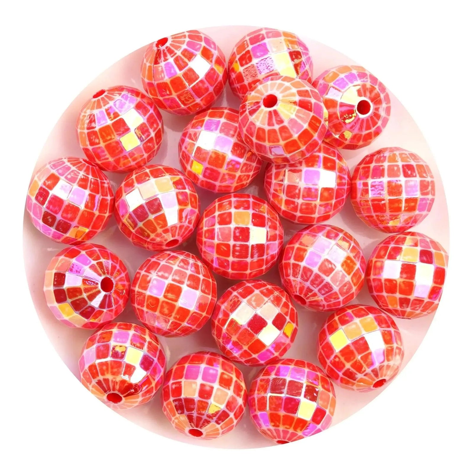 Acrylic Round String Disco Bling Beads - Red - DIY Craft Warehouse