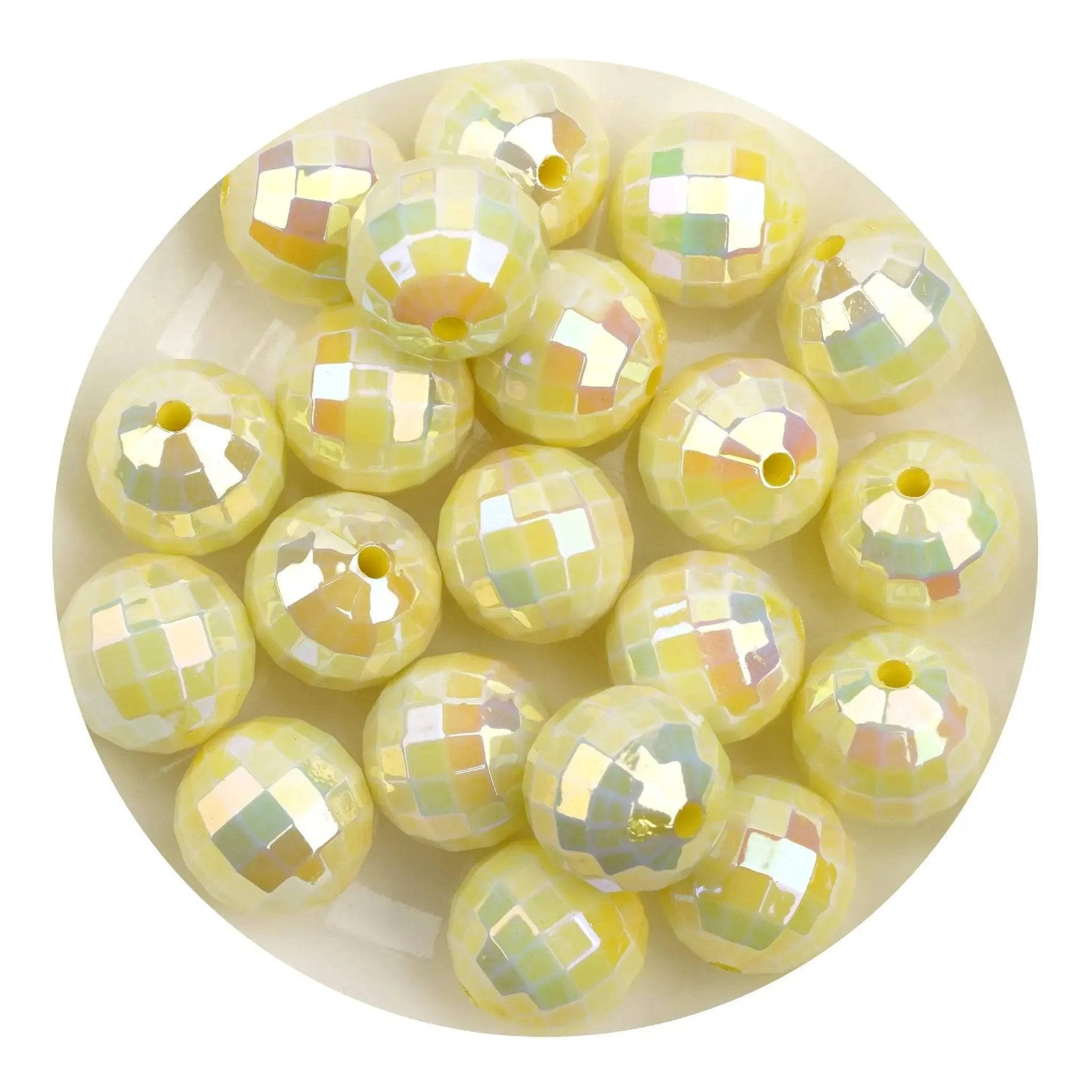 Acrylic Round String Disco Bling Beads - Yellow - DIY Craft Warehouse DIY Craft Warehouse
