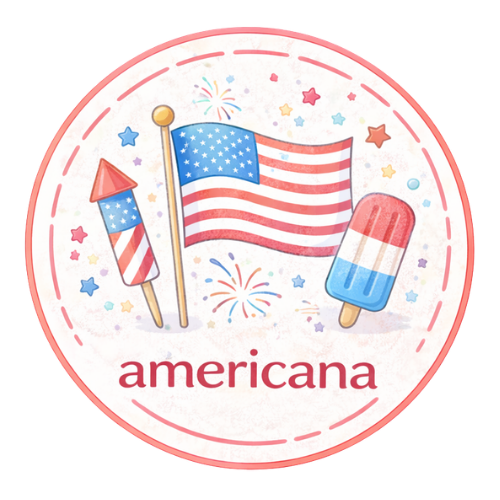 Patriotic USA flag, rocket, and popsicle with stars and fireworks, wholesale craft supplies, fast shipping from USA