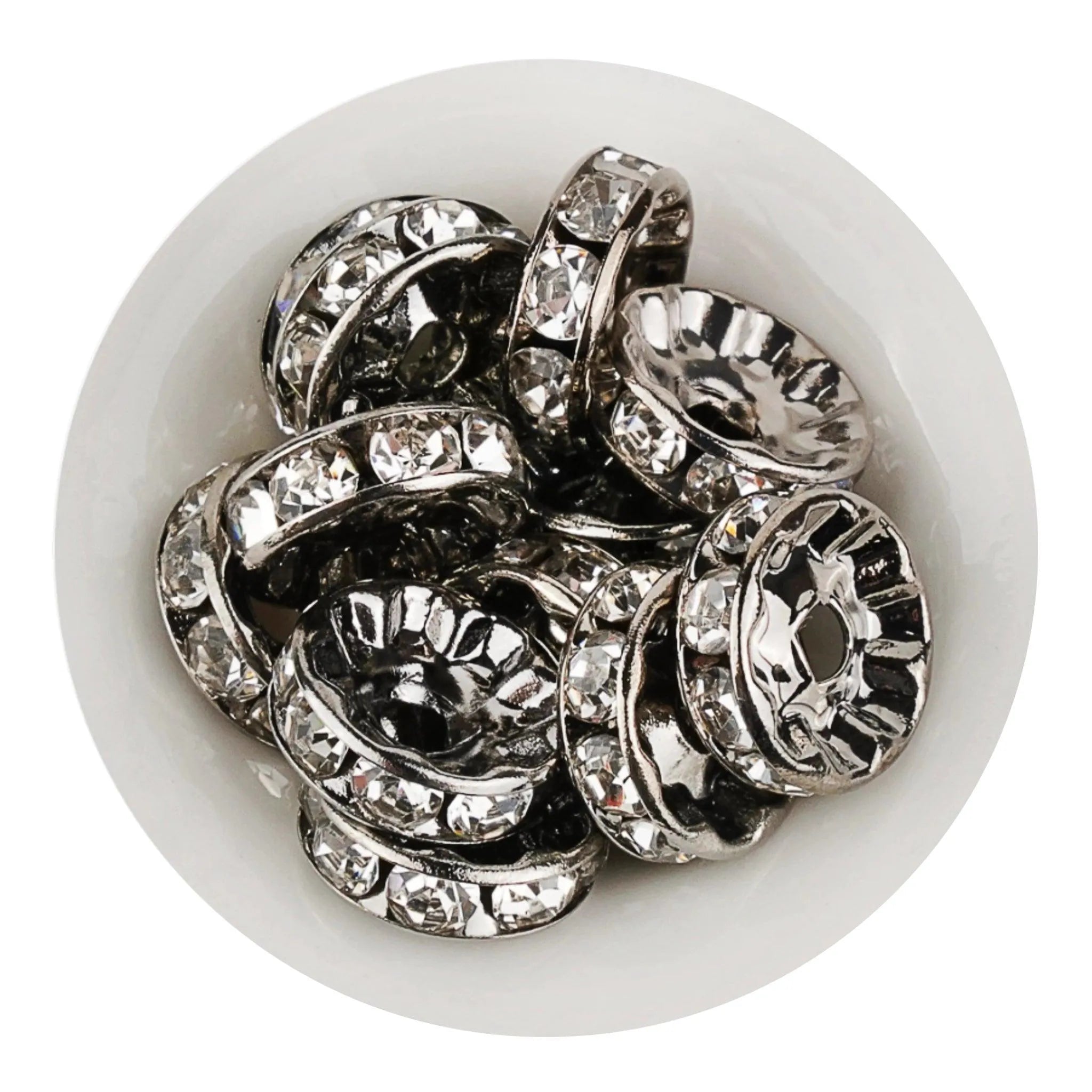 Bead Spacer Disc - Black & Silver (25 Beads) - DIY Craft Warehouse DIY Craft Warehouse