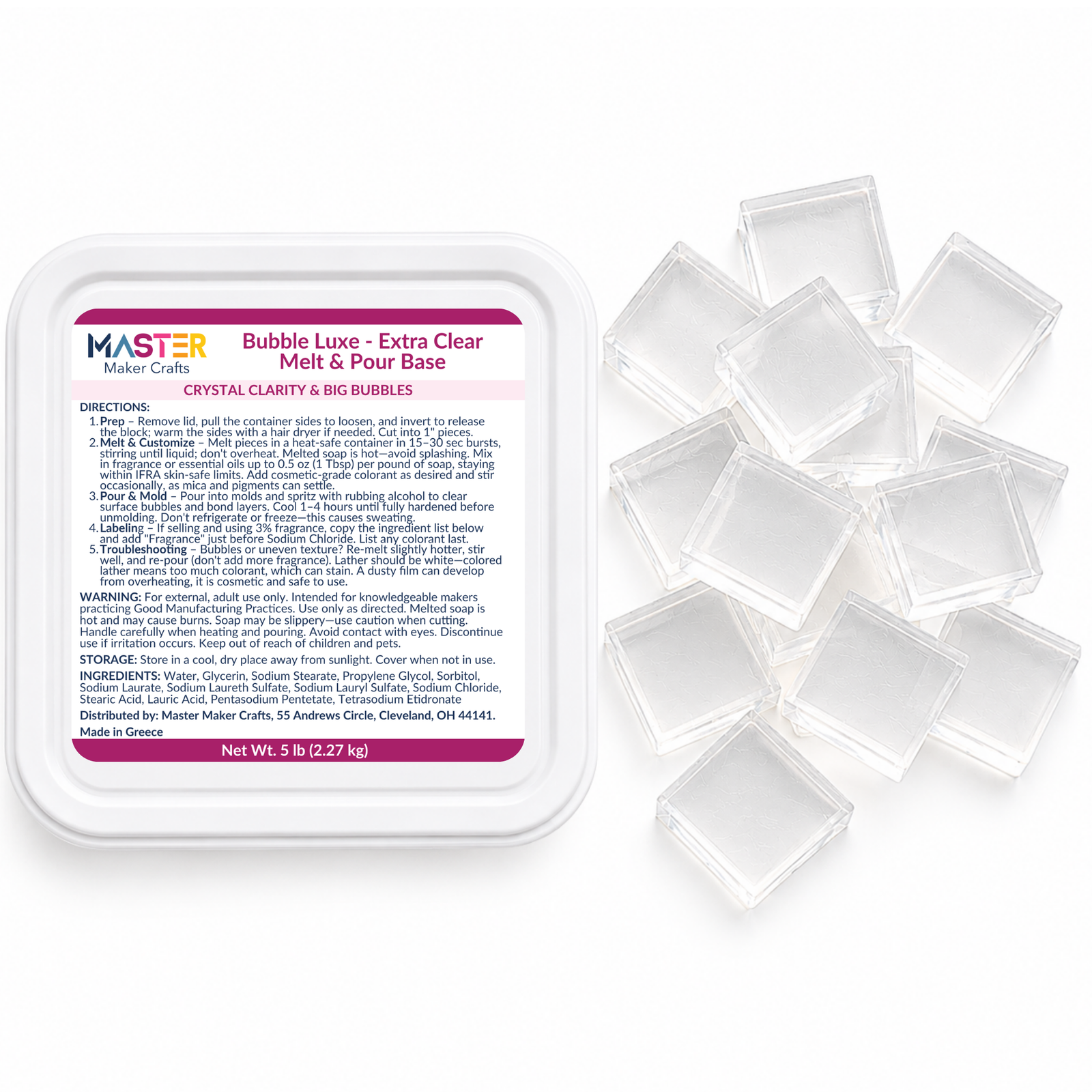 Bubble Luxe Melt & Pour Soap Base - Extra Clear (5 lb Tub)