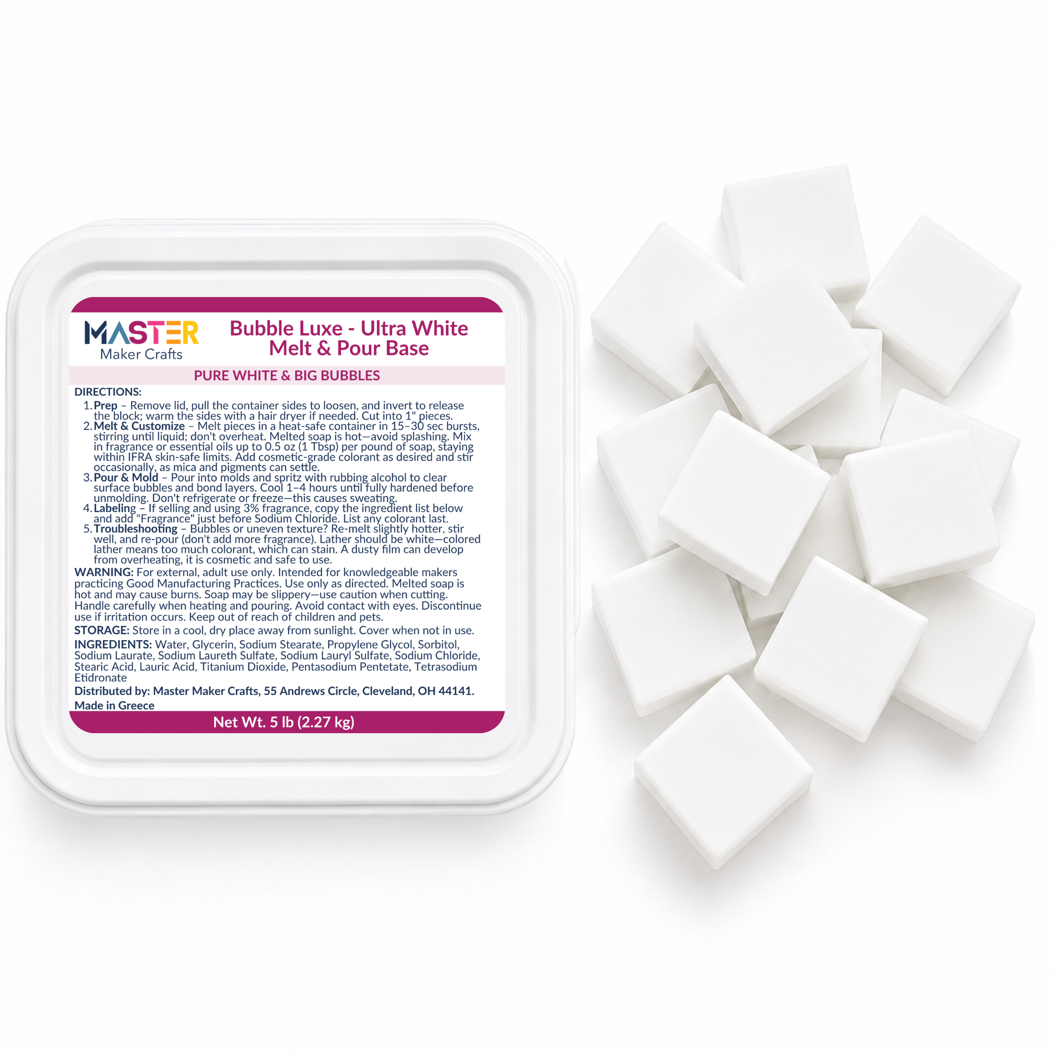 Bubble Luxe white Melt Pour Soap melt and pour soap making supply for handmade bath and body products