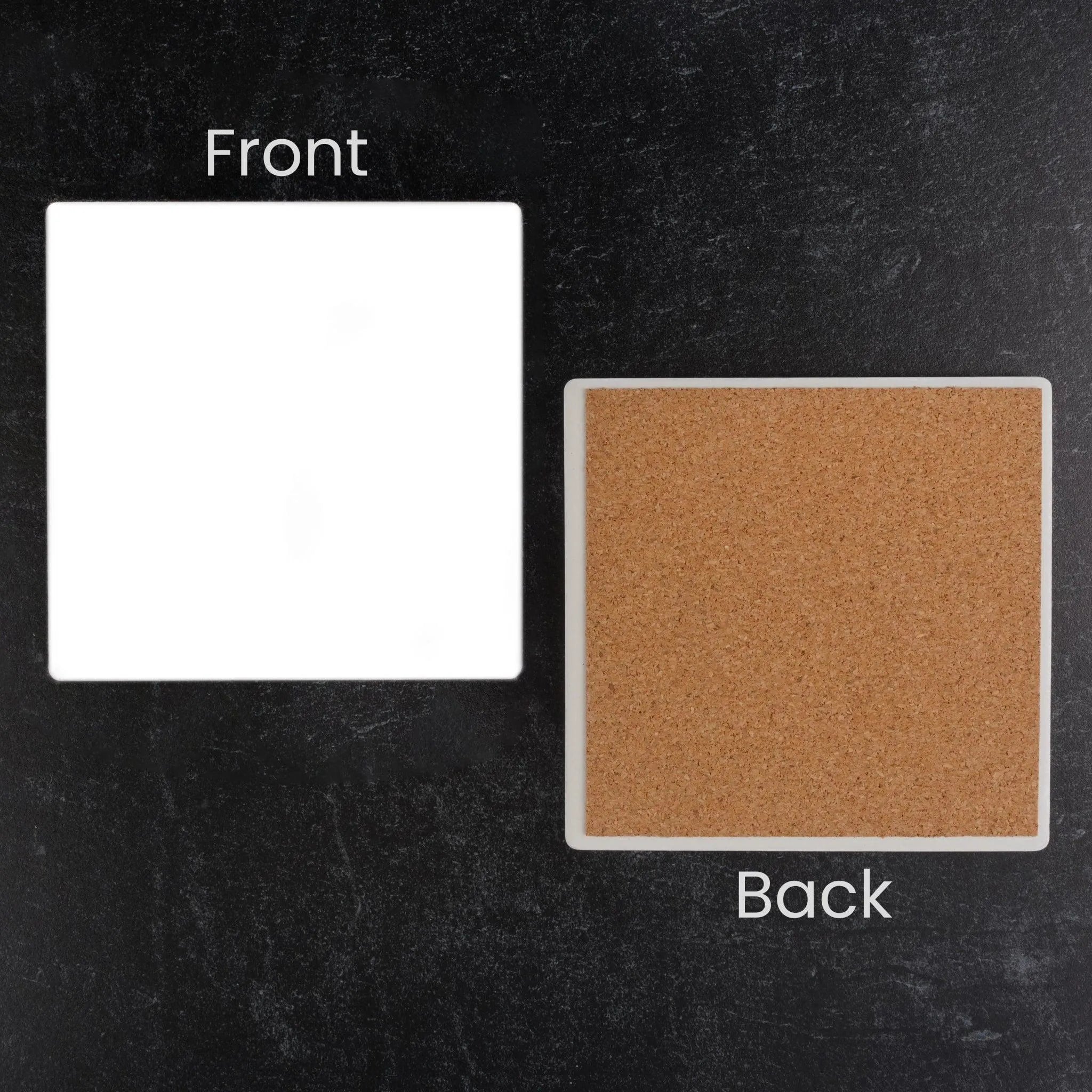 Coaster Ceramic Square & Cork Pad - White Glossy (12 Coasters) - DIY Craft Warehouse DIY Craft Warehouse