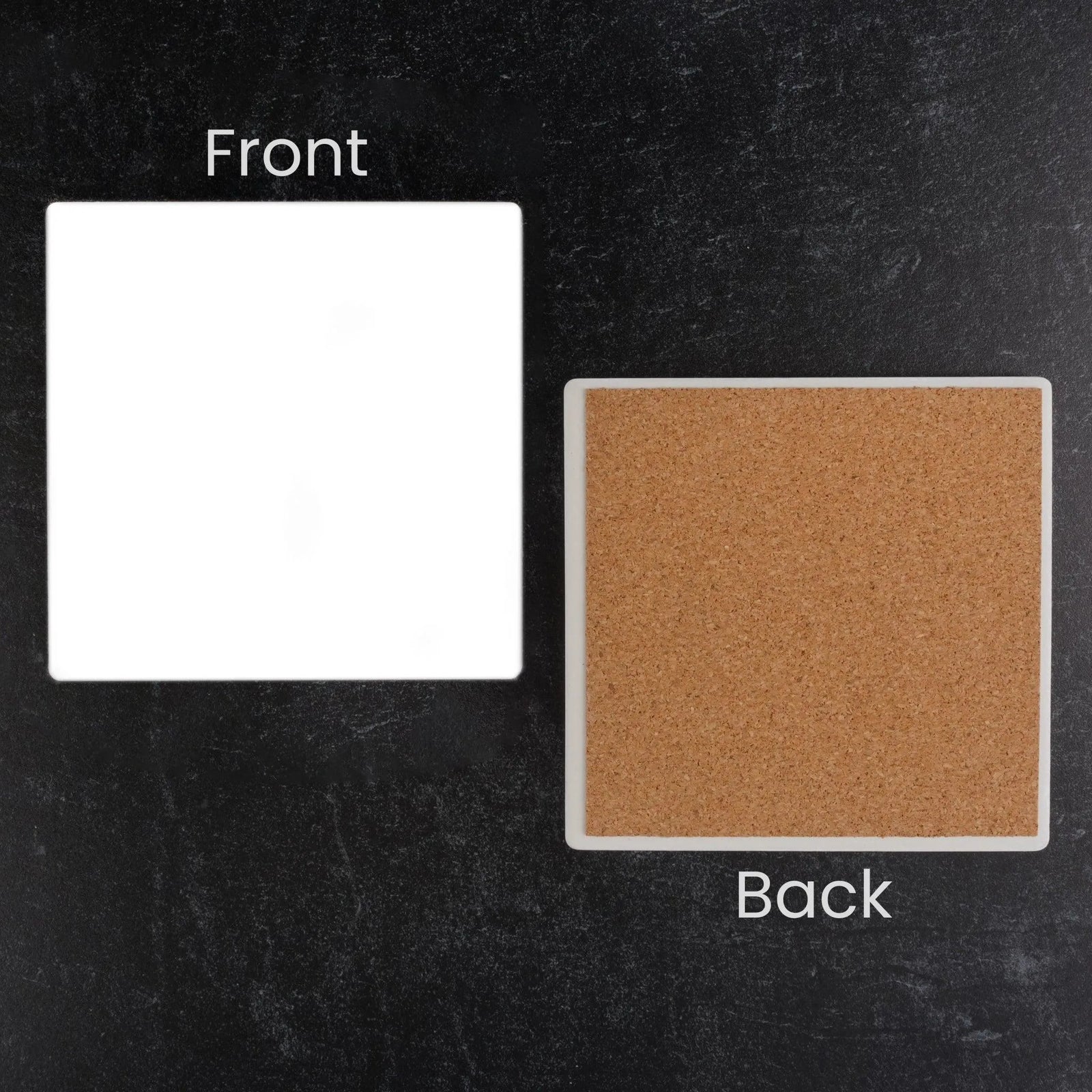 Coaster Ceramic Square & Cork Pad - White Glossy (12 Coasters) - DIY Craft Warehouse