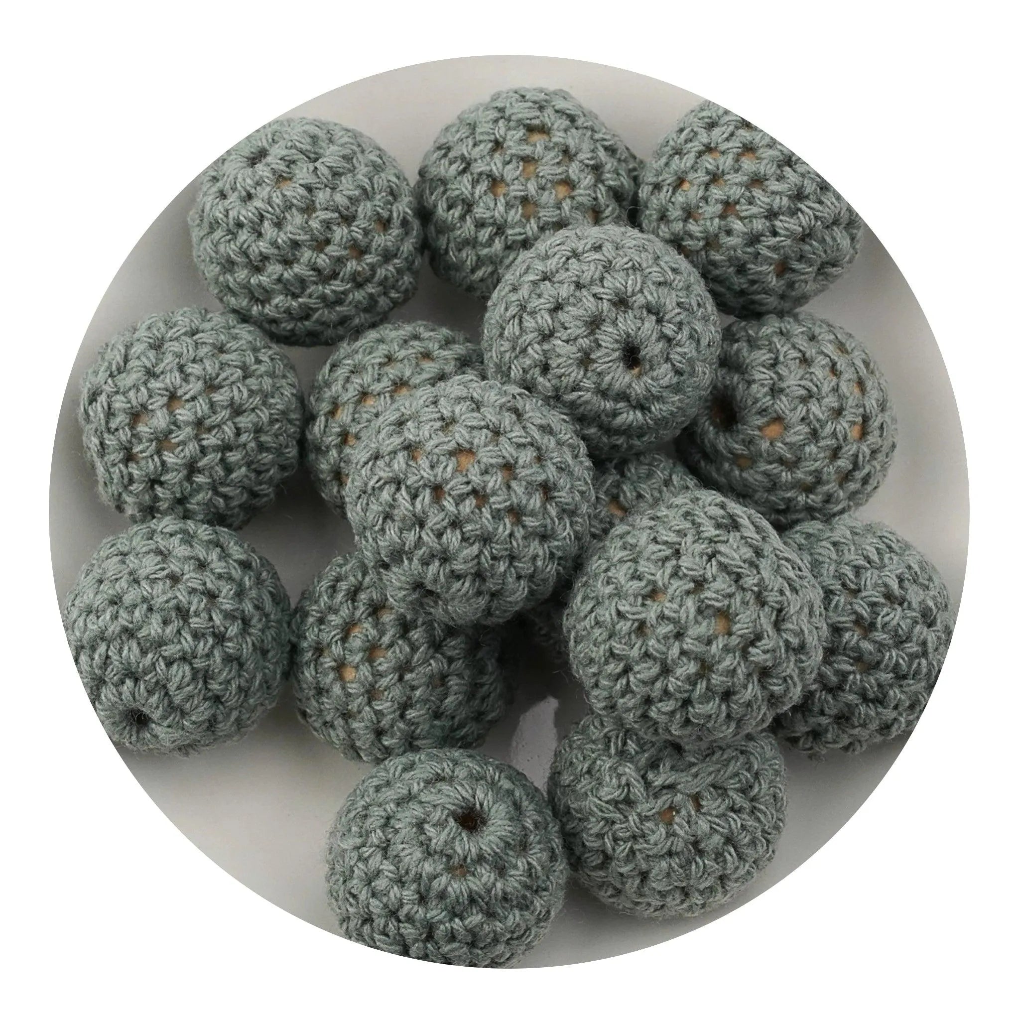 Crochet Wood Bead - Sage Green - DIY Craft Warehouse DIY Craft Warehouse
