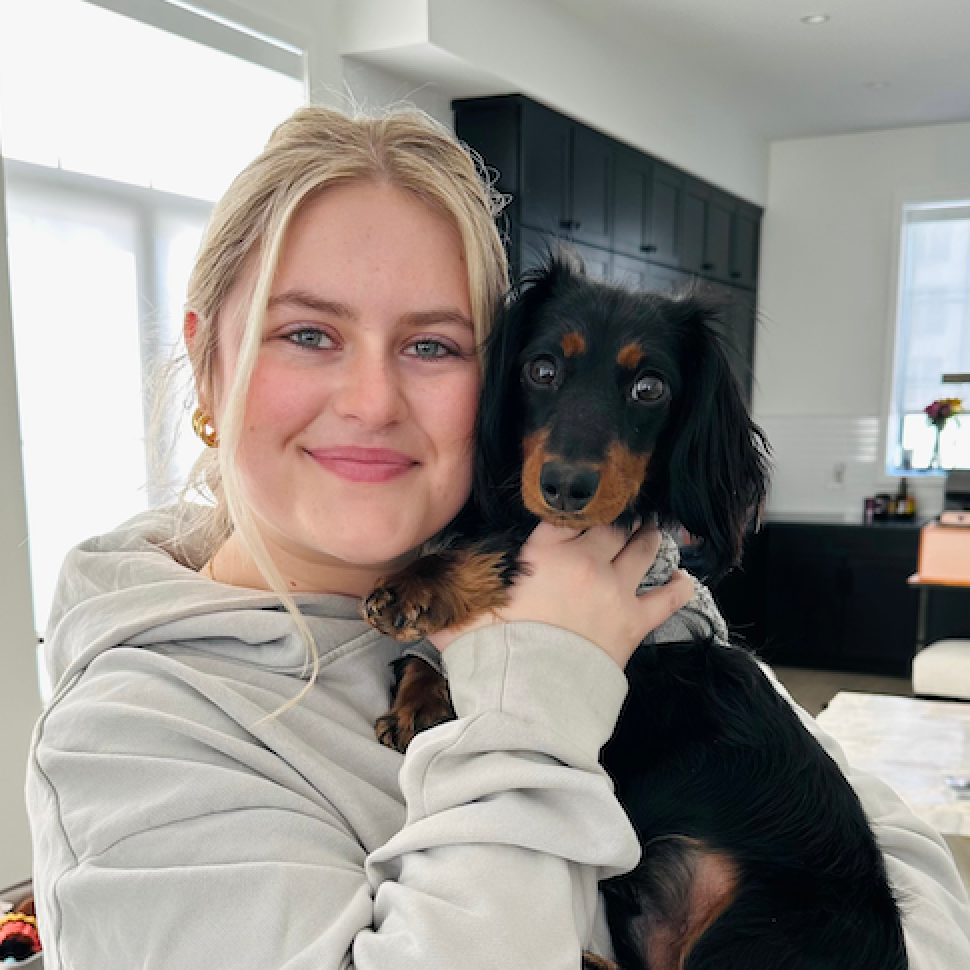 katie may founder of diy craft warehouse with her dog archie DIY Craft Warehouse