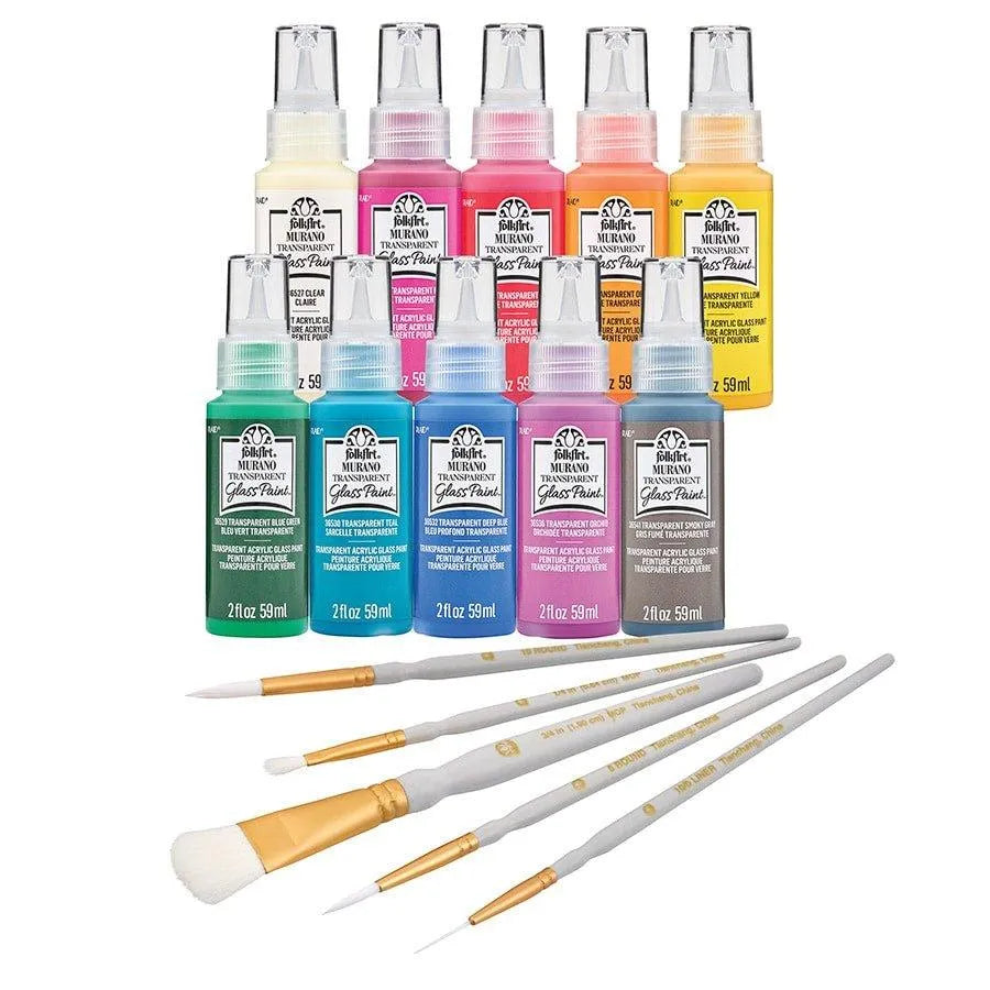 FolkArt Murano Glass Paint & Brush Set - DIY Craft Warehouse DIY Craft Warehouse