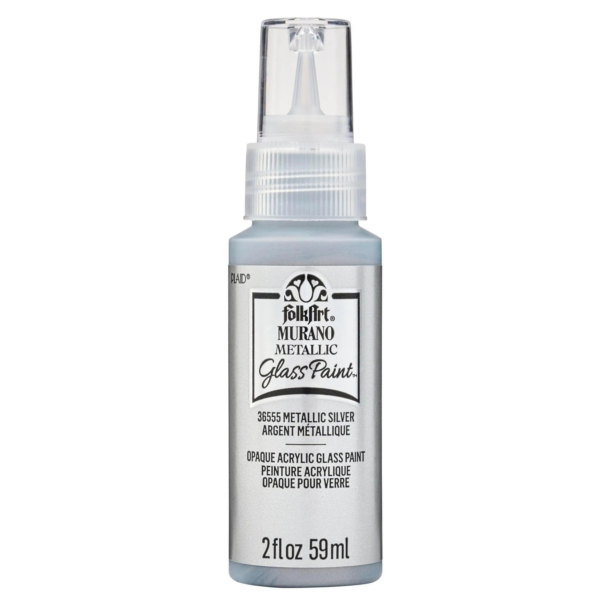 FolkArt Murano Glass Paint - Metallic Silver - DIY Craft Warehouse DIY Craft Warehouse