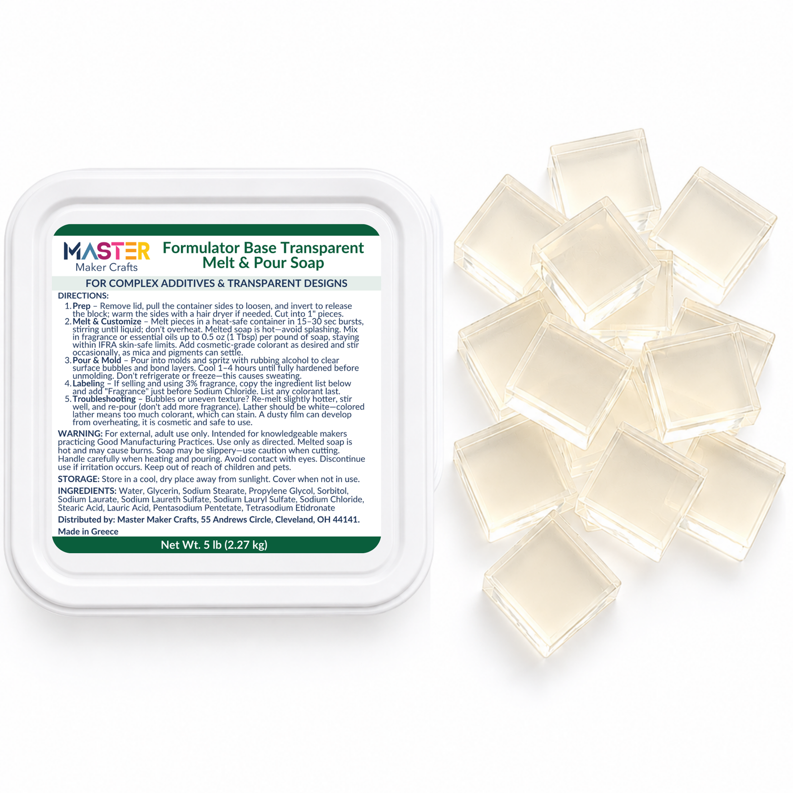 Formulator Melt & Pour Soap Base - Transparent (5 lb Tub)