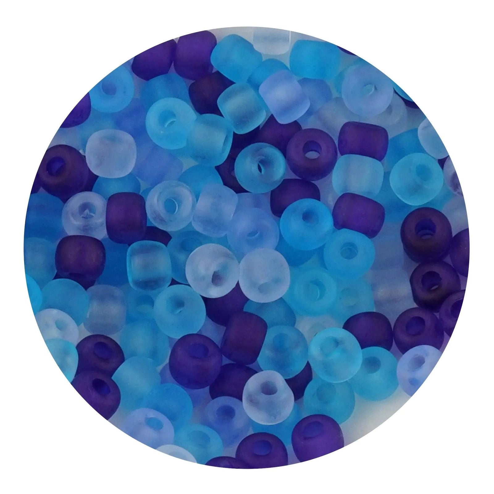 Glass Seed String Beads - Frosted Blue Blend (500 Beads - 2mm)