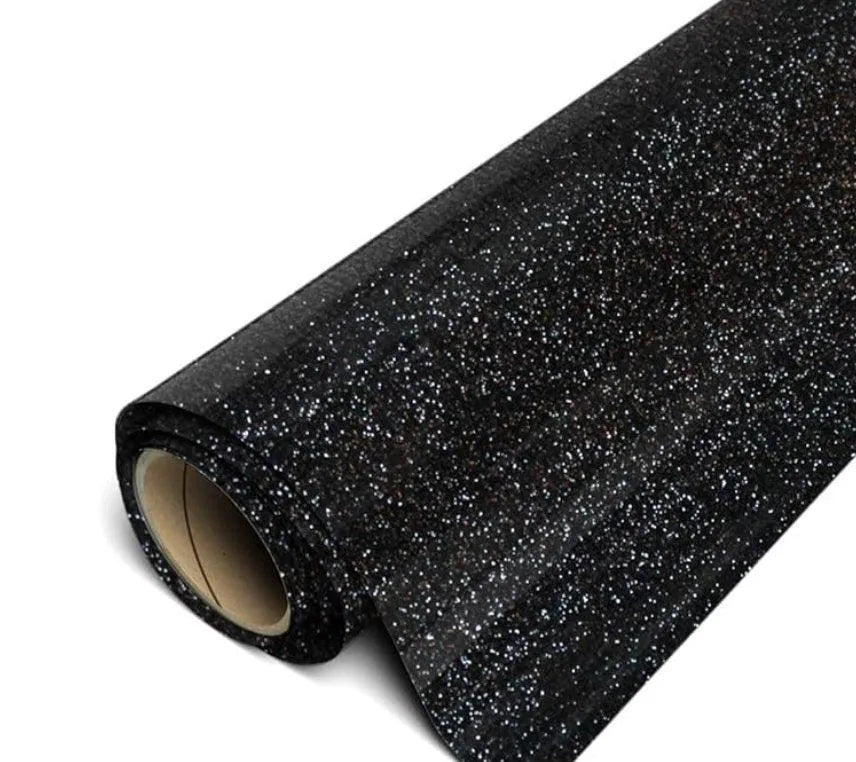 Heat Transfer Vinyl Glitter HTV - Black - DIY Craft Warehouse