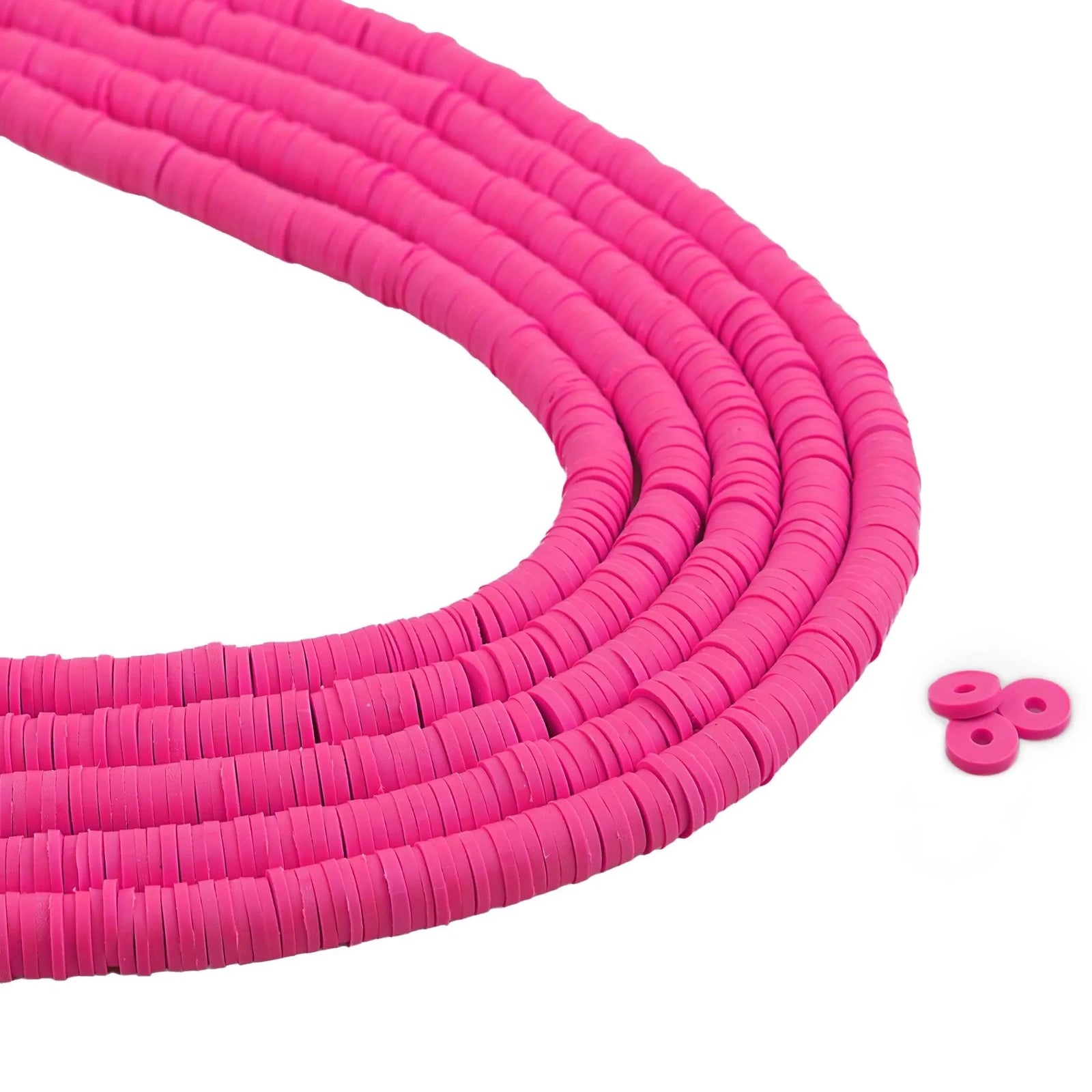 Heishi Polymer Clay Disc Beads - Bright Pink (3200 beads) - DIY Craft Warehouse