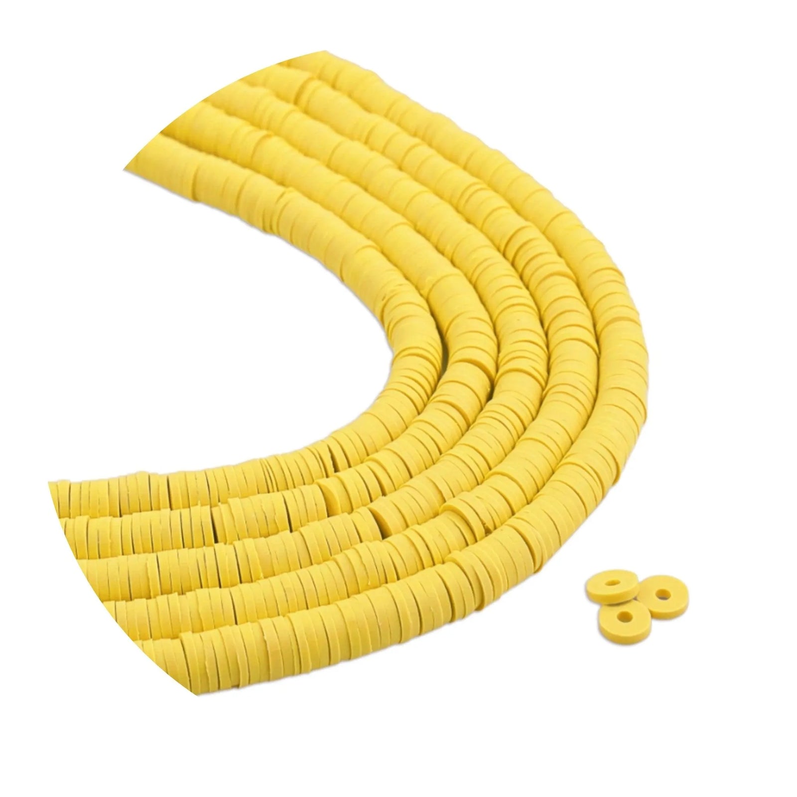 Heishi Polymer Clay Disc Beads - Bright Yellow (3200 beads) - DIY Craft Warehouse
