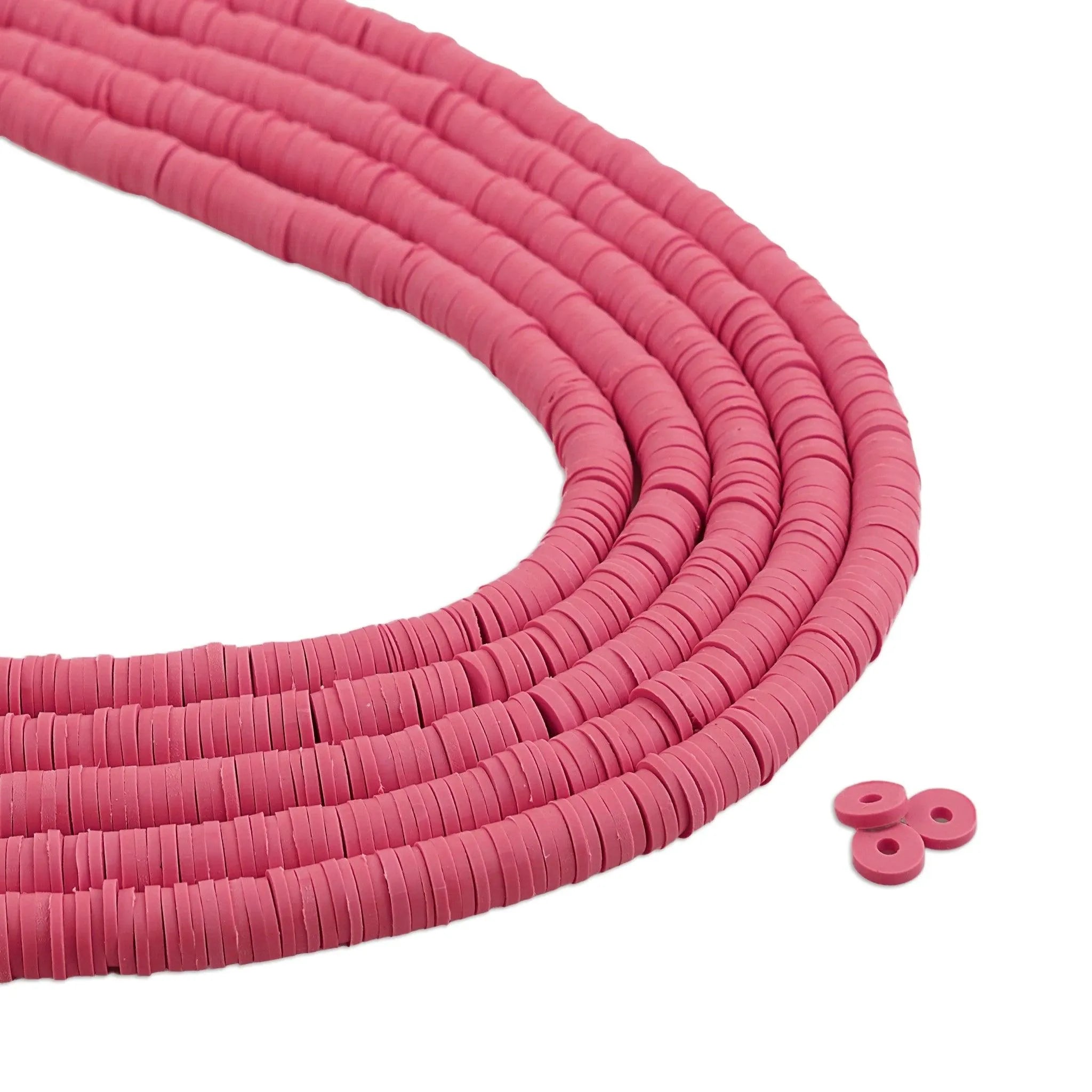 Heishi Polymer Clay Disc Beads- Fuchsia (3200 beads) - DIY Craft Warehouse DIY Craft Warehouse