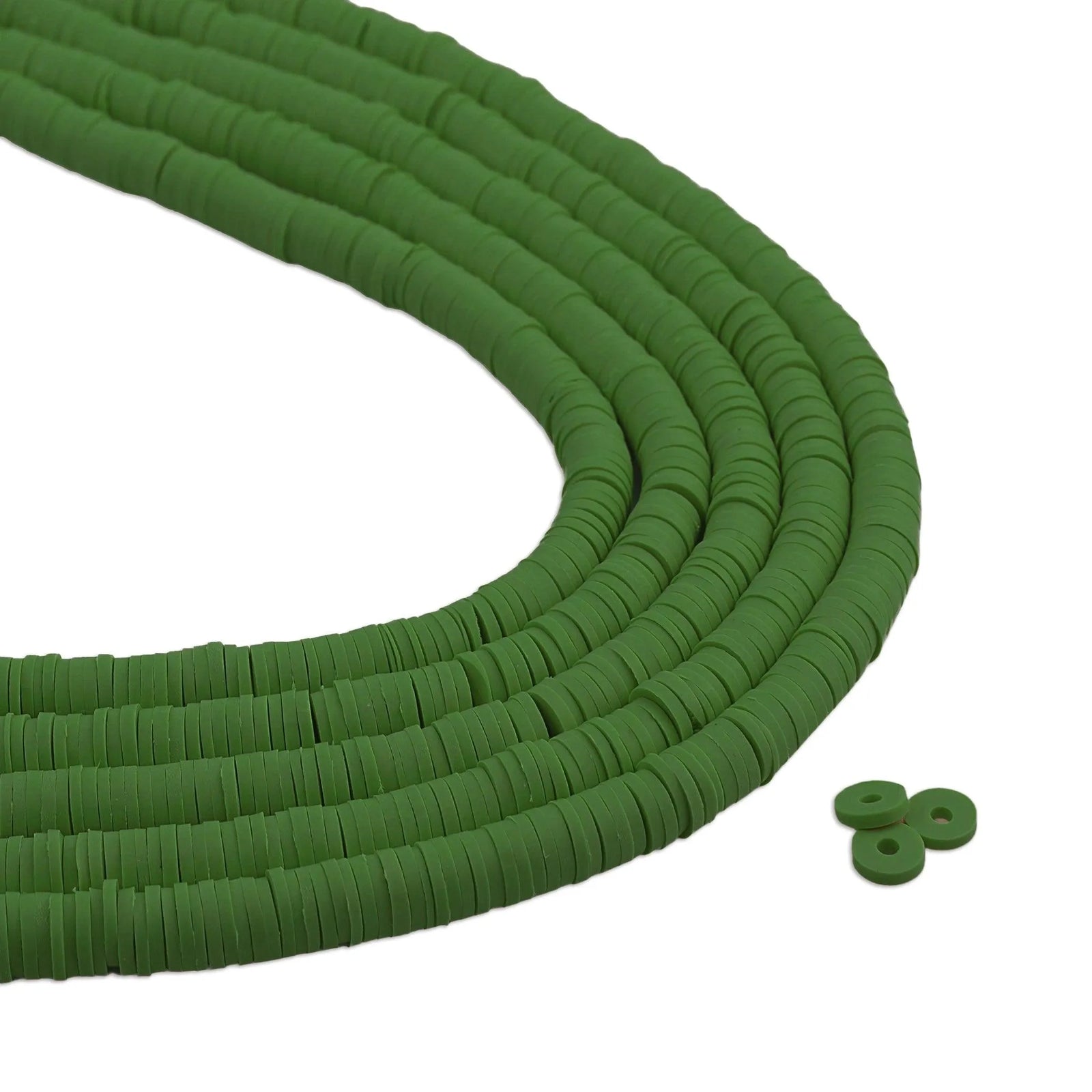 Heishi Polymer Clay Disc Beads - Grass Green (3200 beads) - DIY Craft Warehouse
