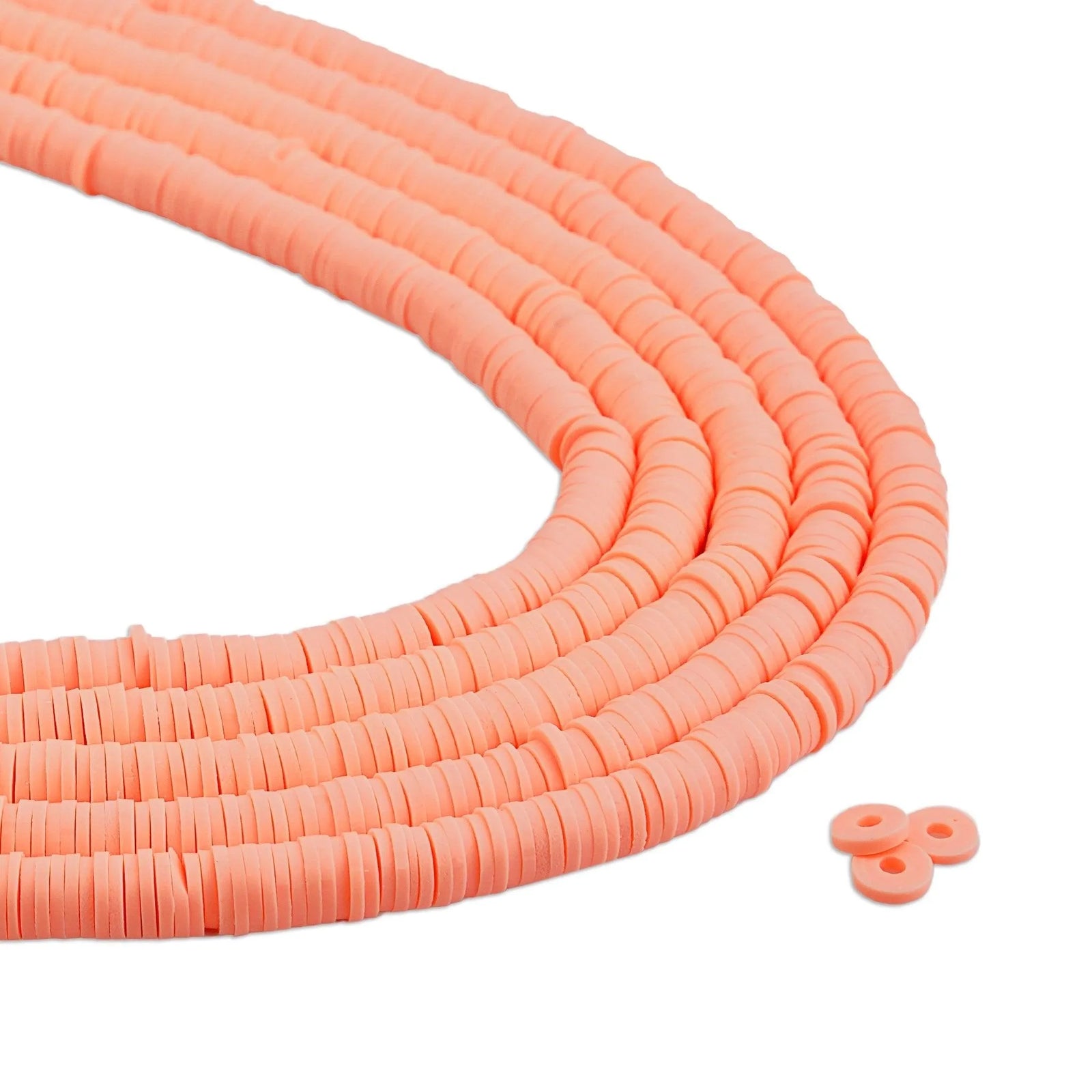 Heishi Polymer Clay Disc Beads - Pale Orange (3200 beads) - DIY Craft Warehouse