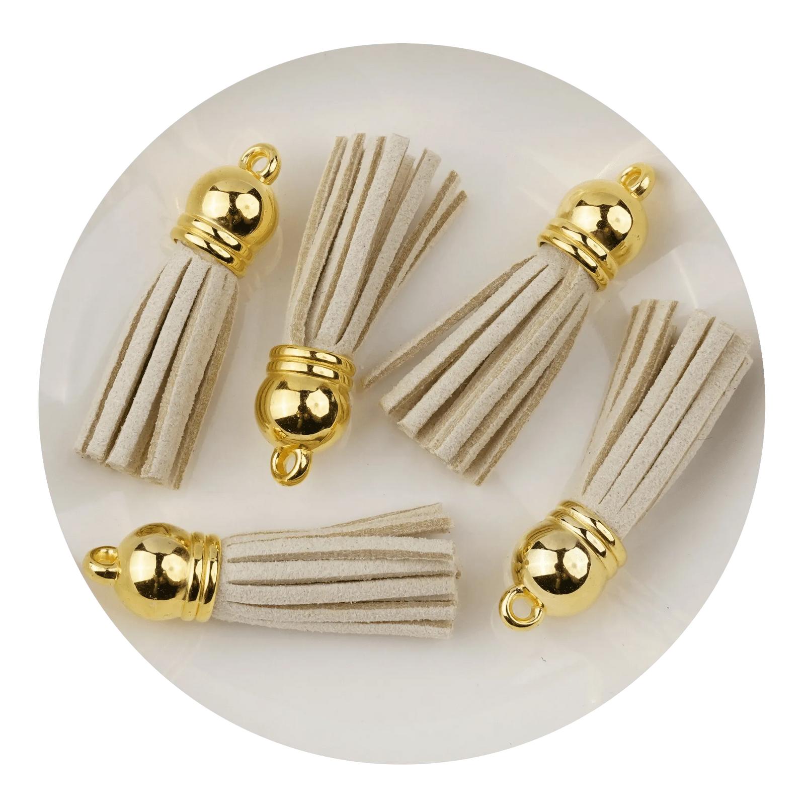 Keychain Tassel Gold Ring - Ivory - DIY Craft Warehouse