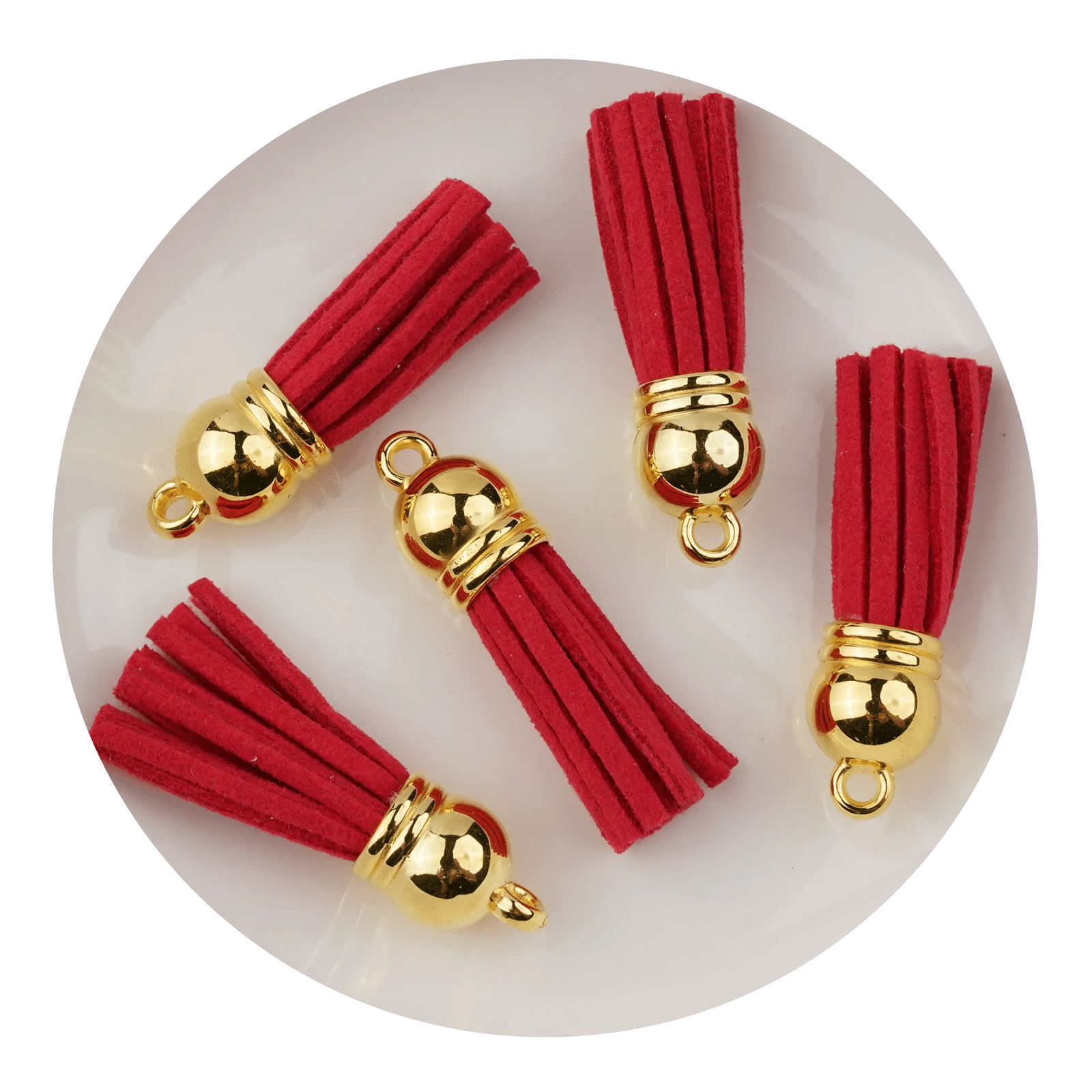 Keychain Tassel Gold Ring - Red - DIY Craft Warehouse