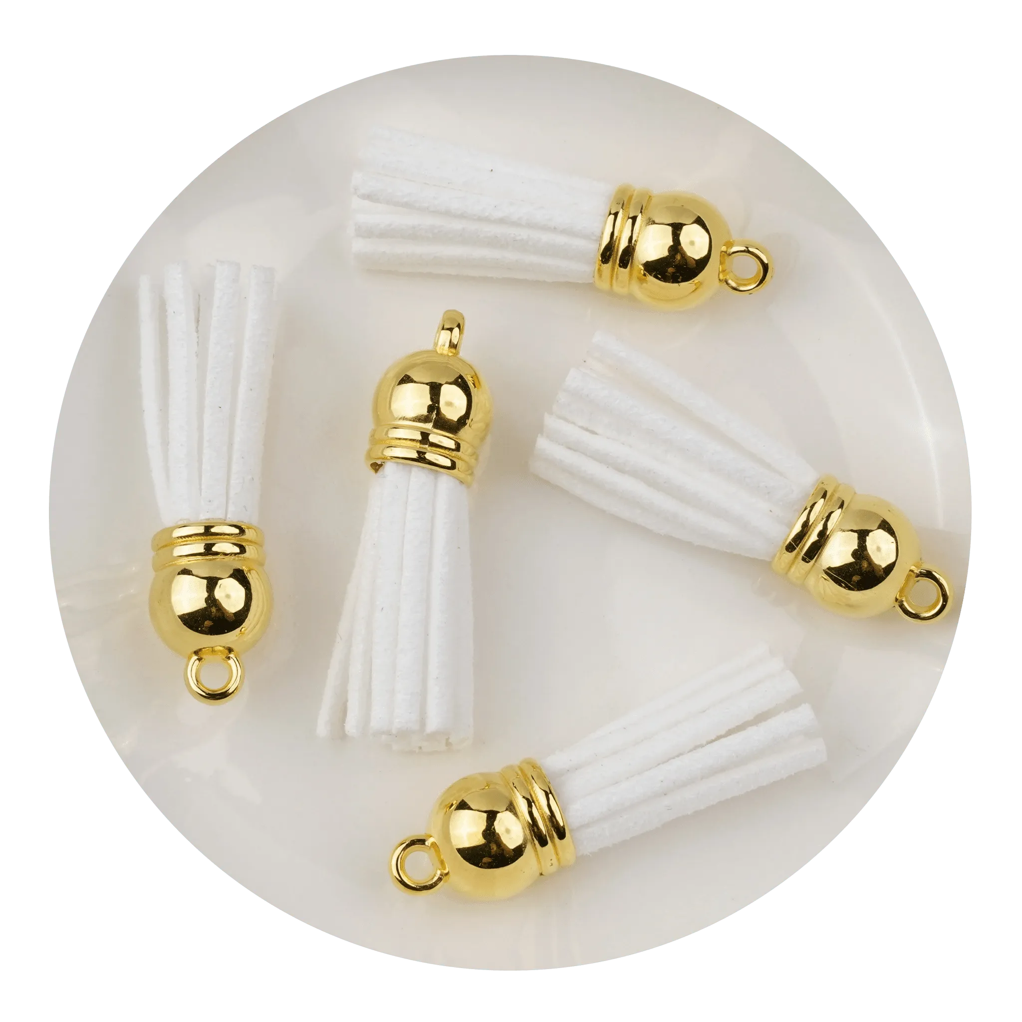 Keychain Tassel Gold Ring - White - DIY Craft Warehouse DIY Craft Warehouse