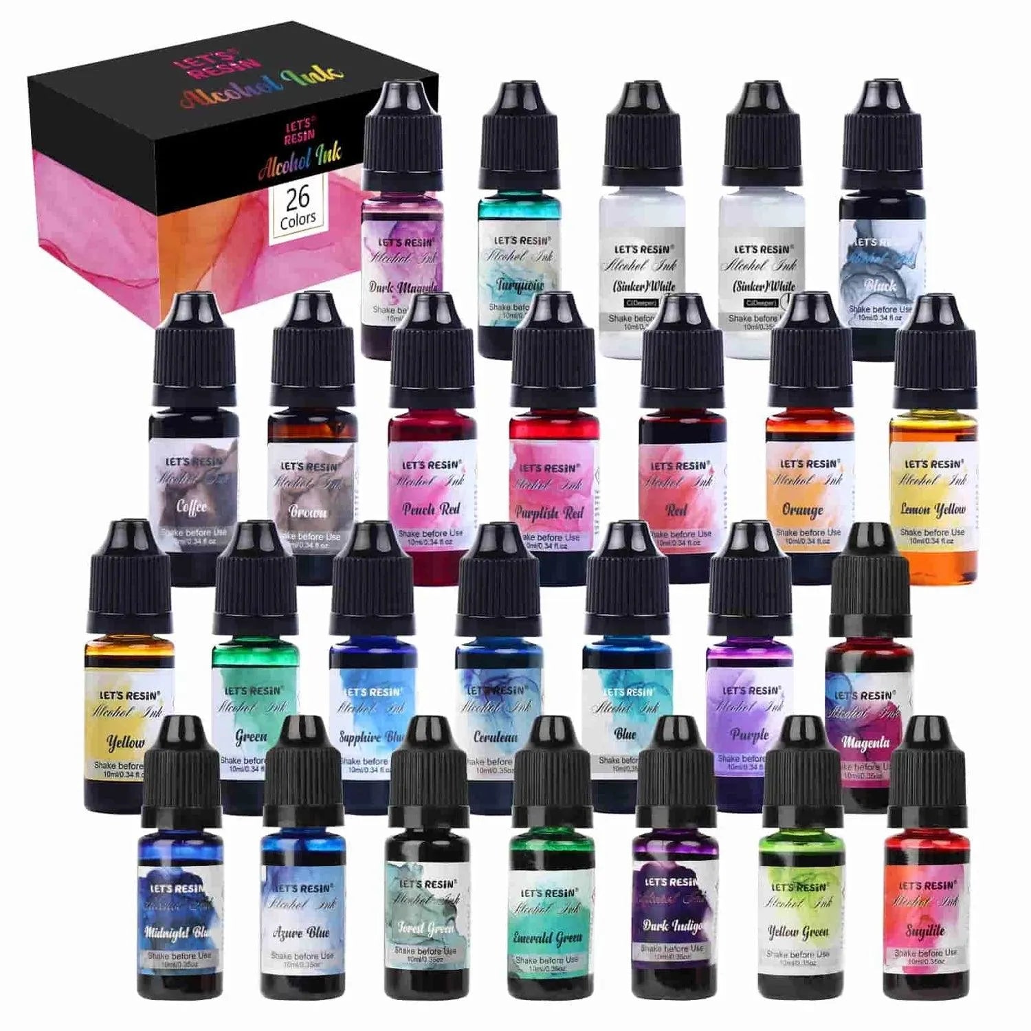 Let's Resin Alcohol Ink - 26 Bottle Set - DIY Craft Warehouse DIY Craft Warehouse
