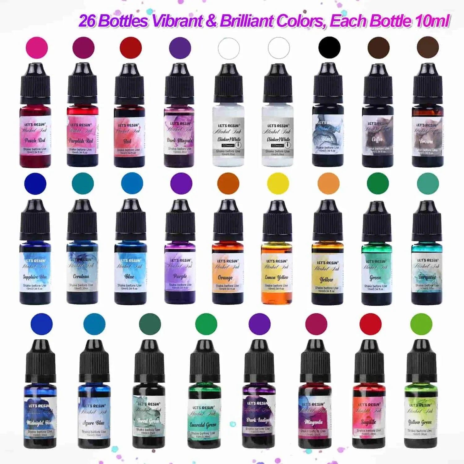 Let's Resin Alcohol Ink - 26 Bottle Set - DIY Craft Warehouse DIY Craft Warehouse