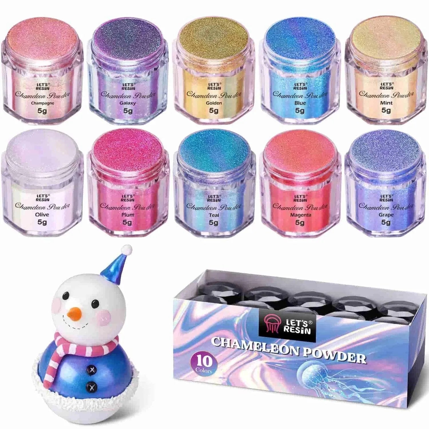 Let's Resin Chameleon Mica Powder - 10 Jar Set - DIY Craft Warehouse DIY Craft Warehouse