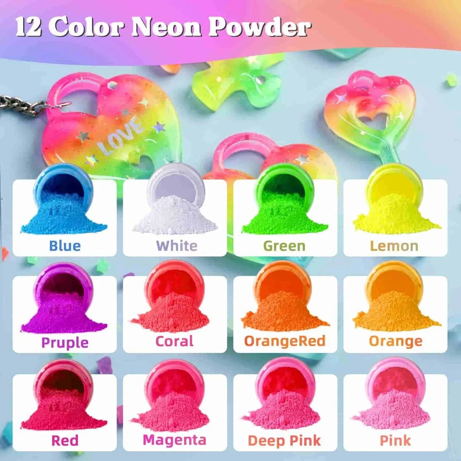 Let's Resin Neon Pigment Powder - 12 Jar Set - DIY Craft Warehouse DIY Craft Warehouse