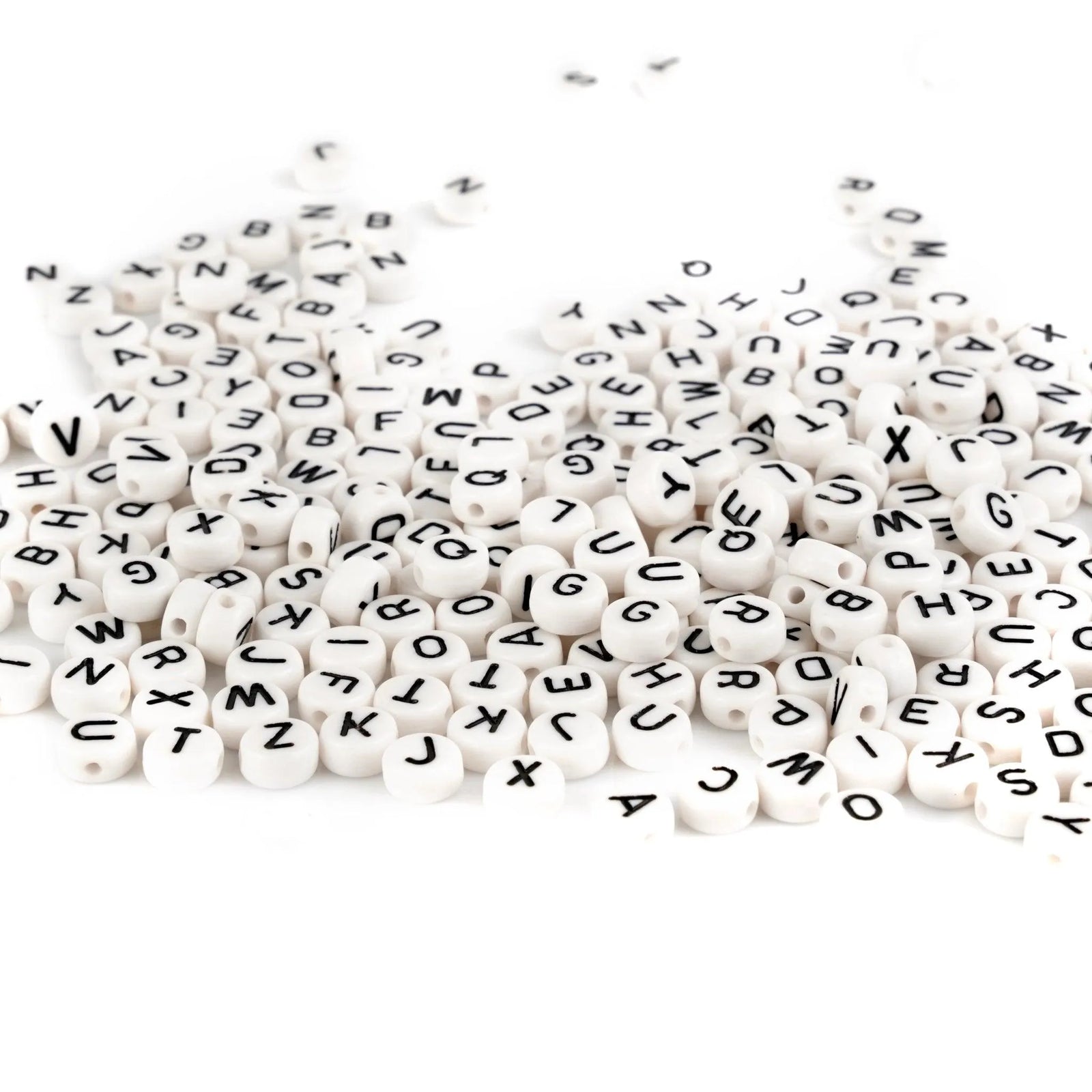 Letter Round String Bead - White & Black (500 Beads - 6mm - Letter M)