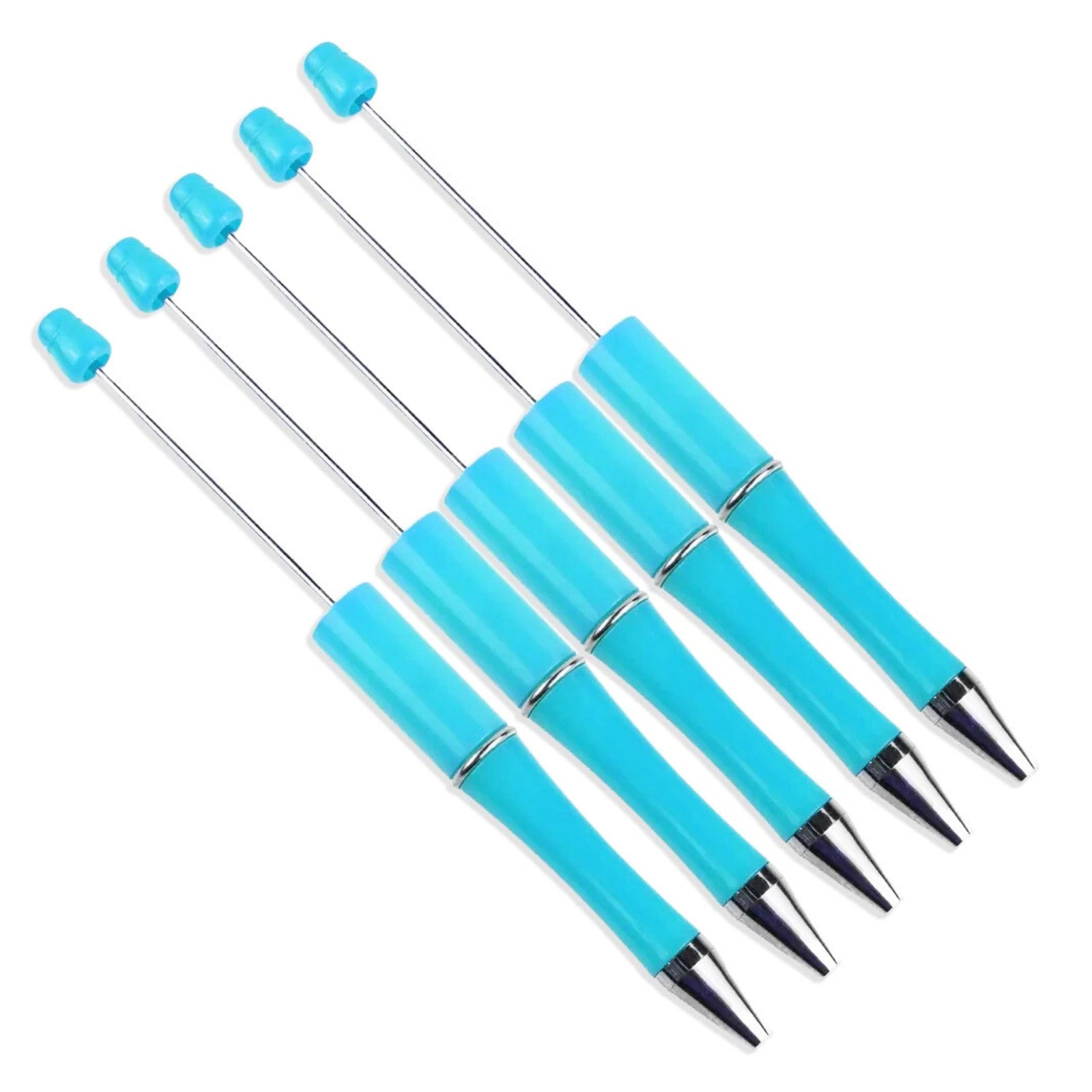 Set of five light blue beadable pens, craft supplies by Master Maker Crafts, wholesale Ohio
