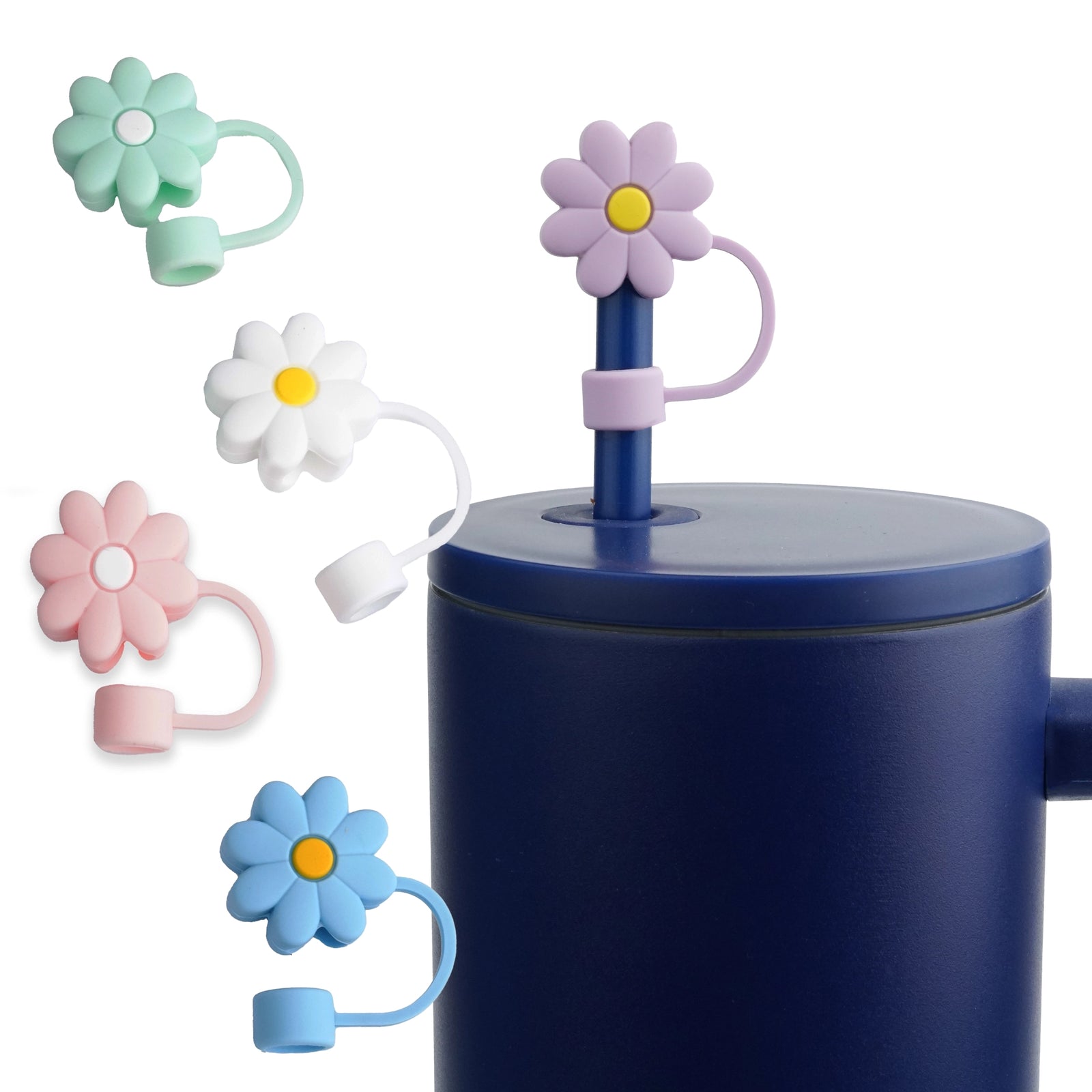 Master Maker Crafts -  Silicone Straw Topper - Assorted Pastel Daisies (5 Toppers) | Master Maker Crafts - Wholesale Craft Supplies - Fast Shipping from Ohio