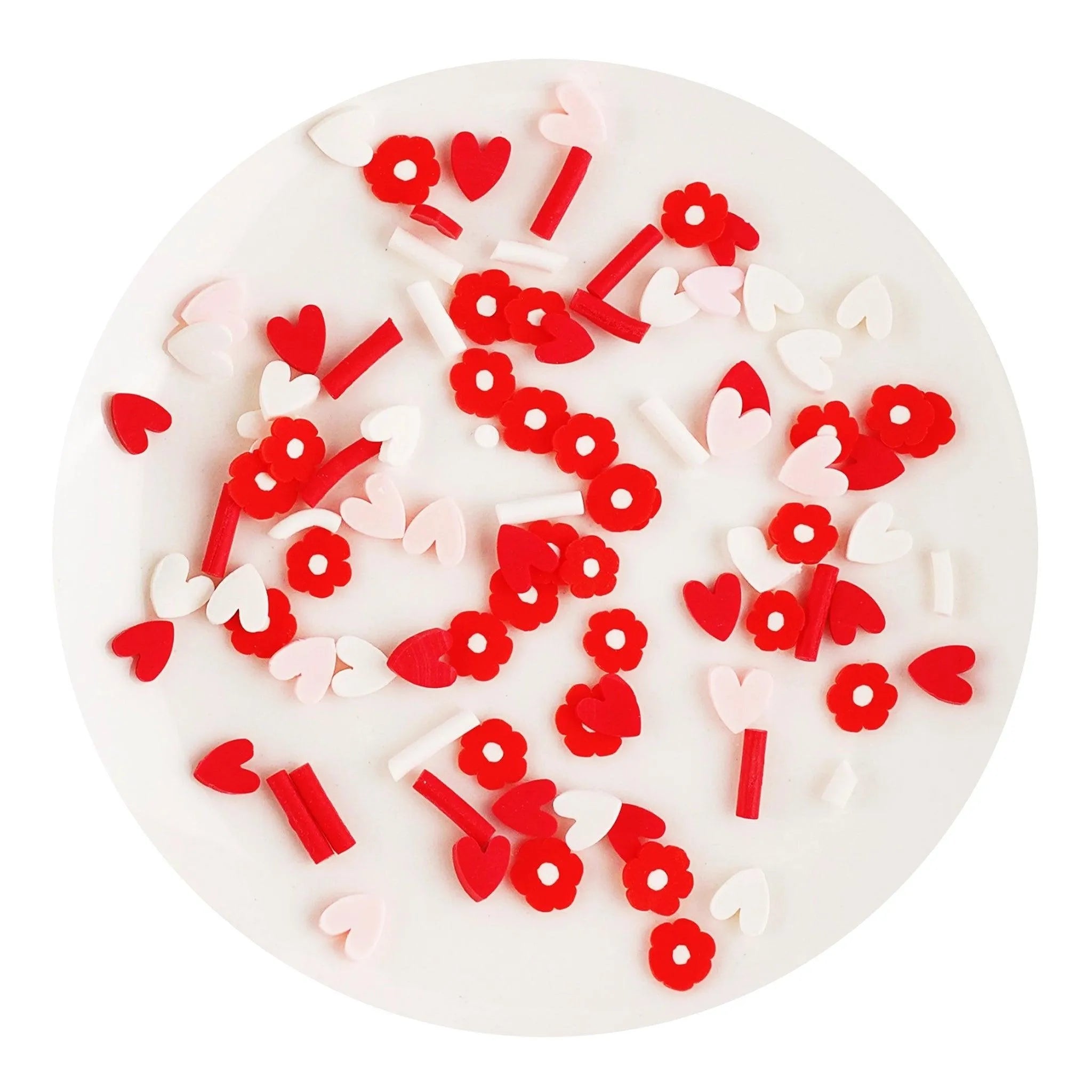 Poly Clay Slices - Pink & Red Heart Sprinkles - DIY Craft Warehouse DIY Craft Warehouse