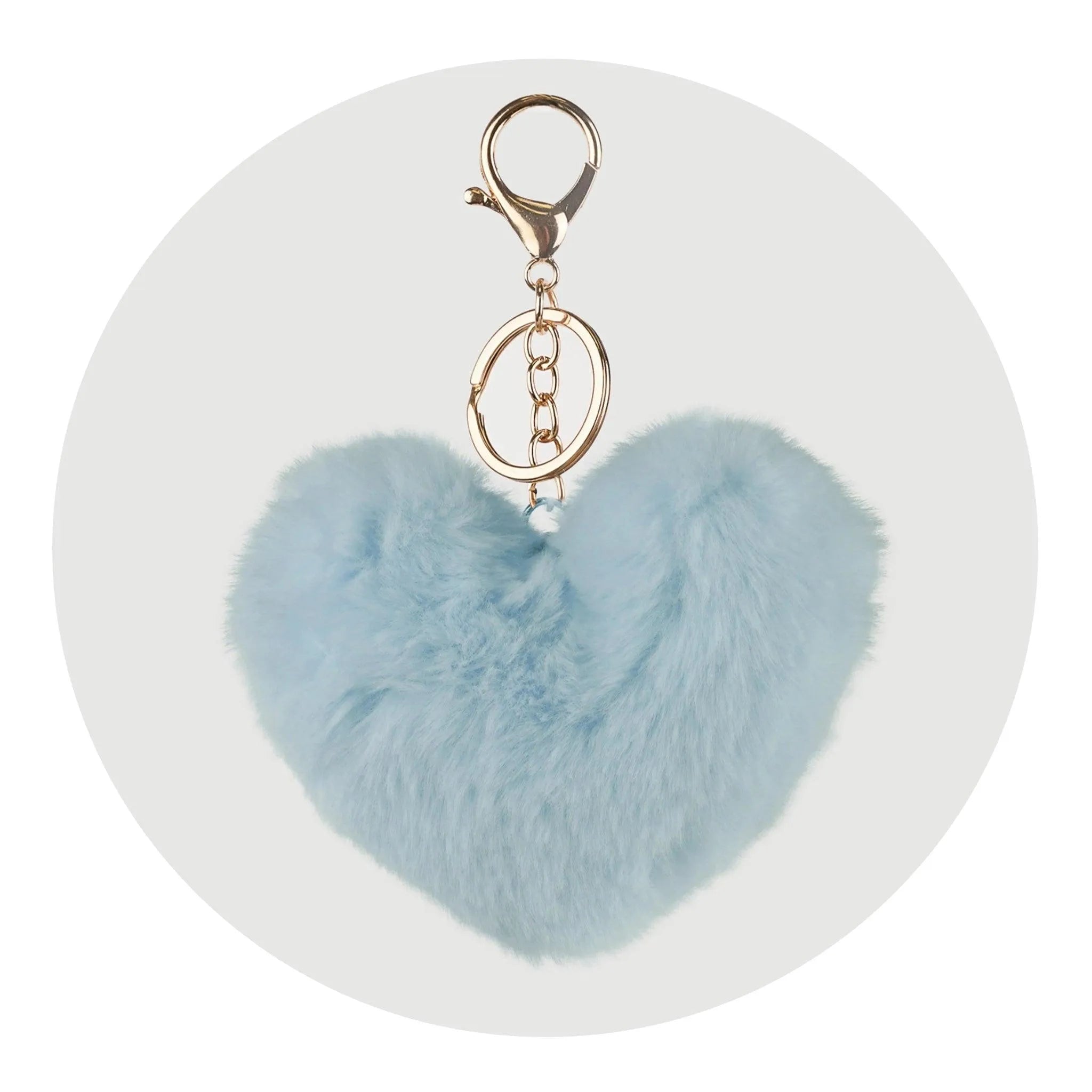 Pom Pom Heart Key Chain - Sky Blue - DIY Craft Warehouse DIY Craft Warehouse