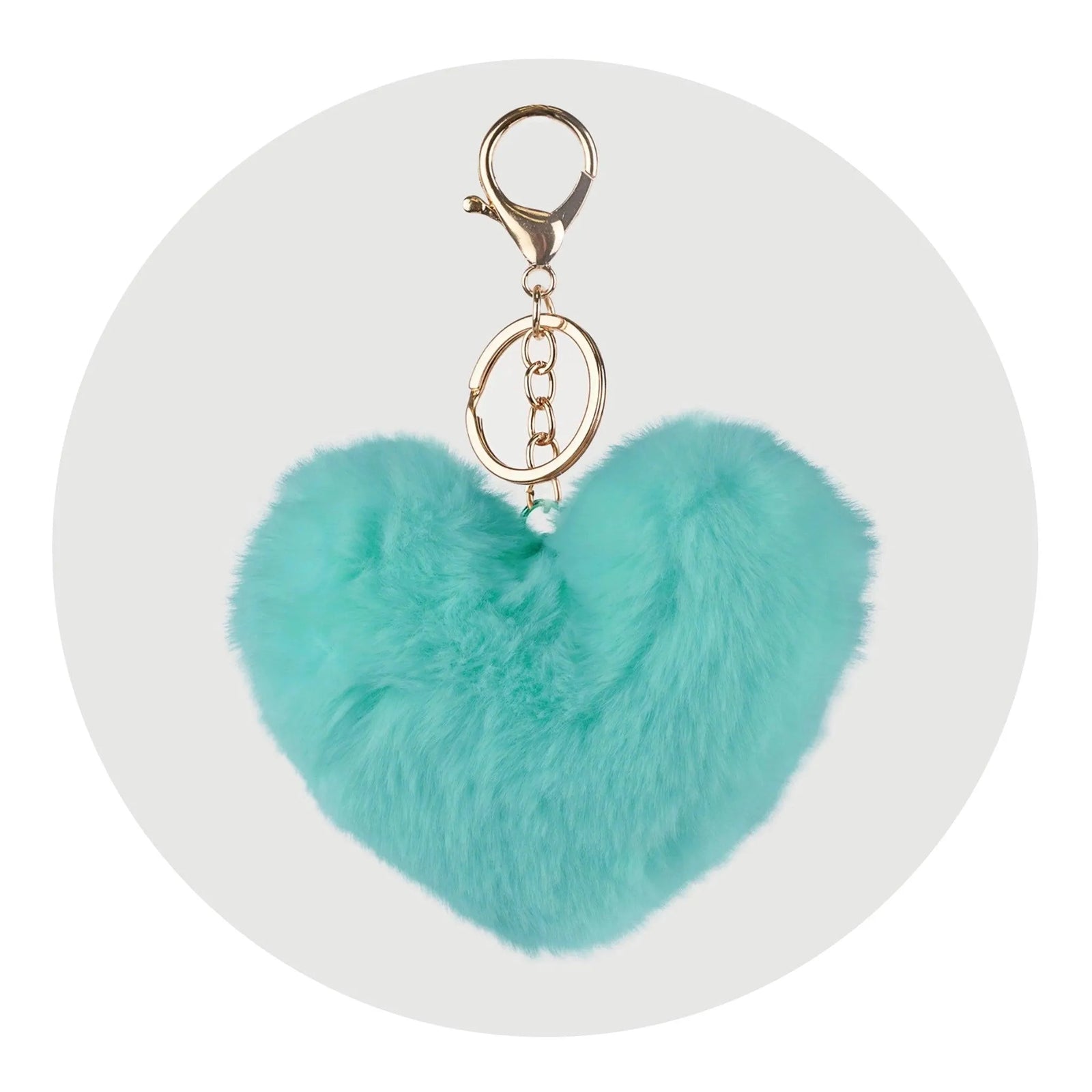 Pom Pom Heart Key Chain - Water Blue - DIY Craft Warehouse